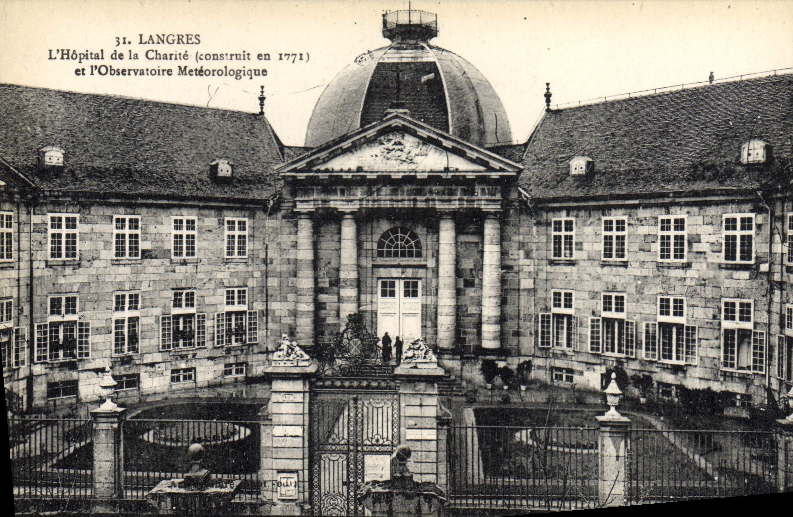 VINTAGE POSTCARD Langres the Hospital Of Charity And weather I' Observatoire