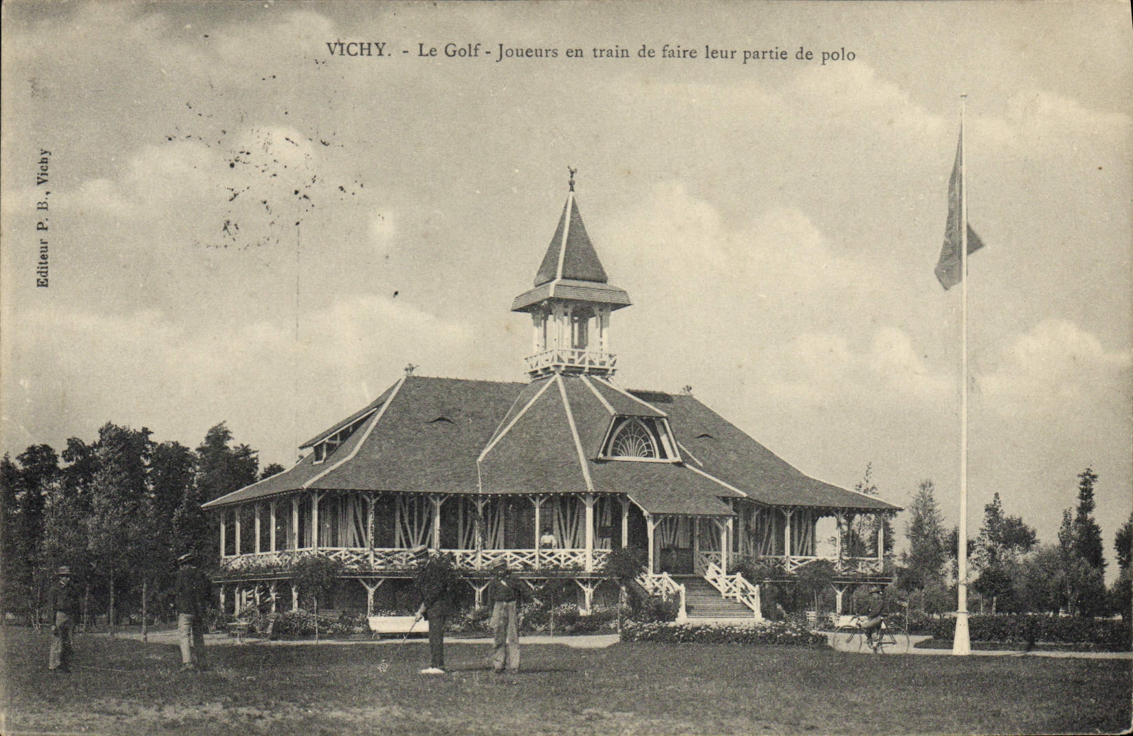 POSTAL Vichy de la VENDIMIA los jugadores de golf que forman su pieza de la camisa de deportes
