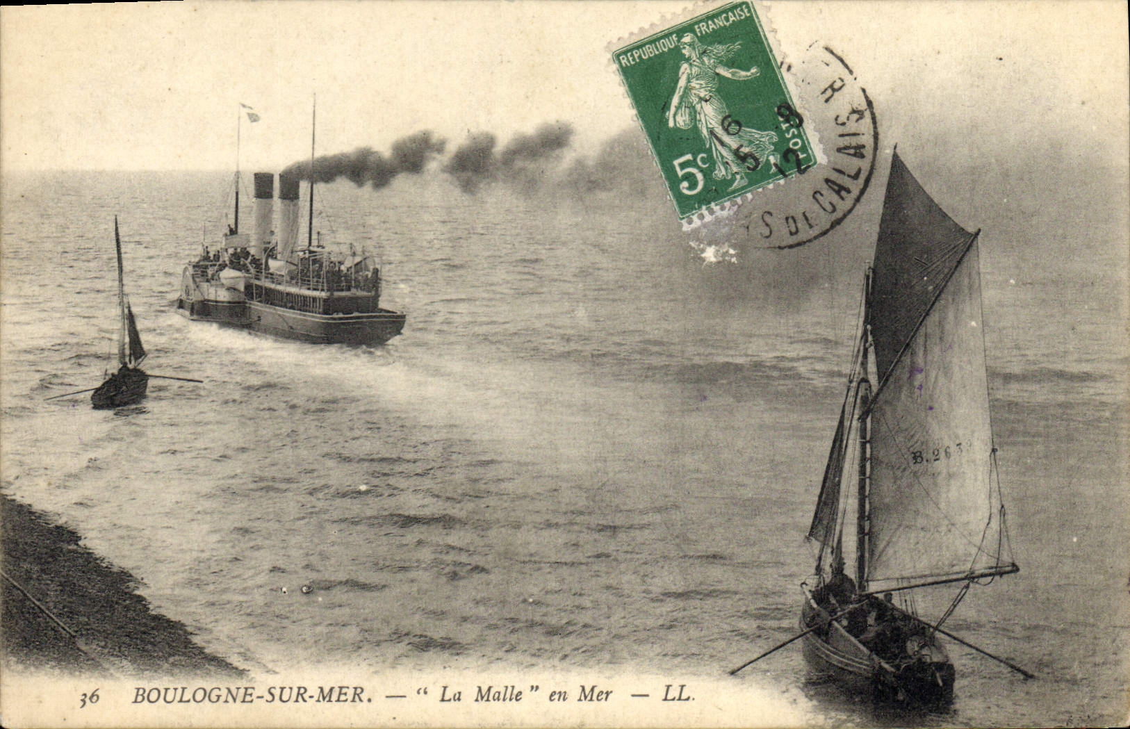 CPA Bateau Boulogne sur Mer La Malle en mer 