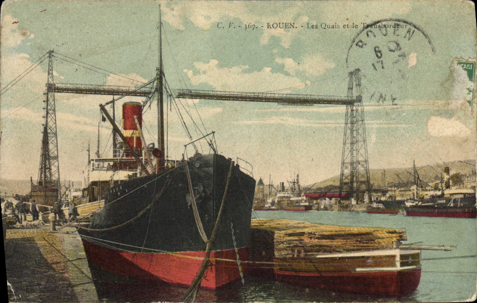 CPA Bateau Paquebot Rouen Les quais du Transbordeur