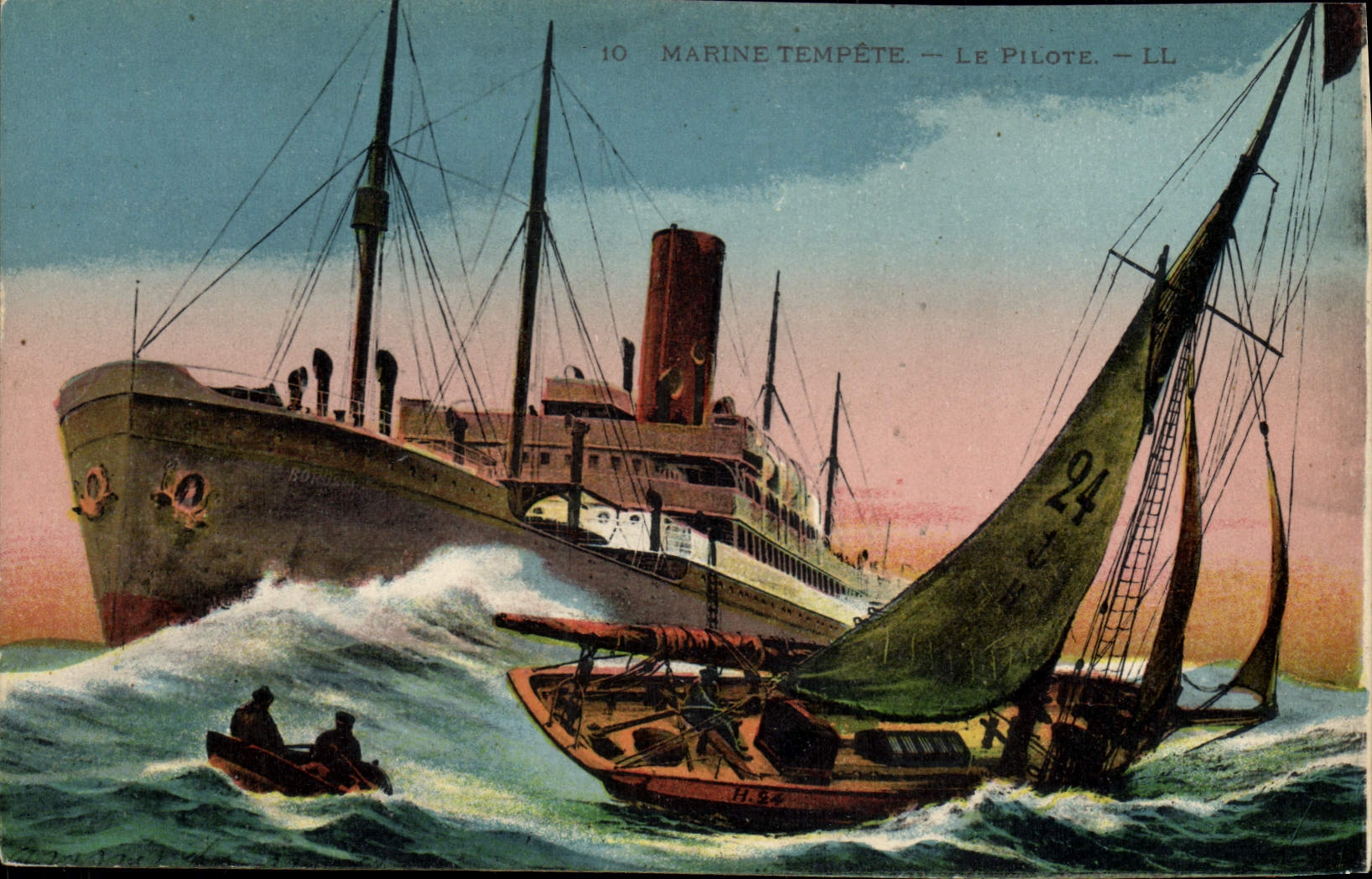 CPA Bateau Paquebot Marine Tempete Le pilote 