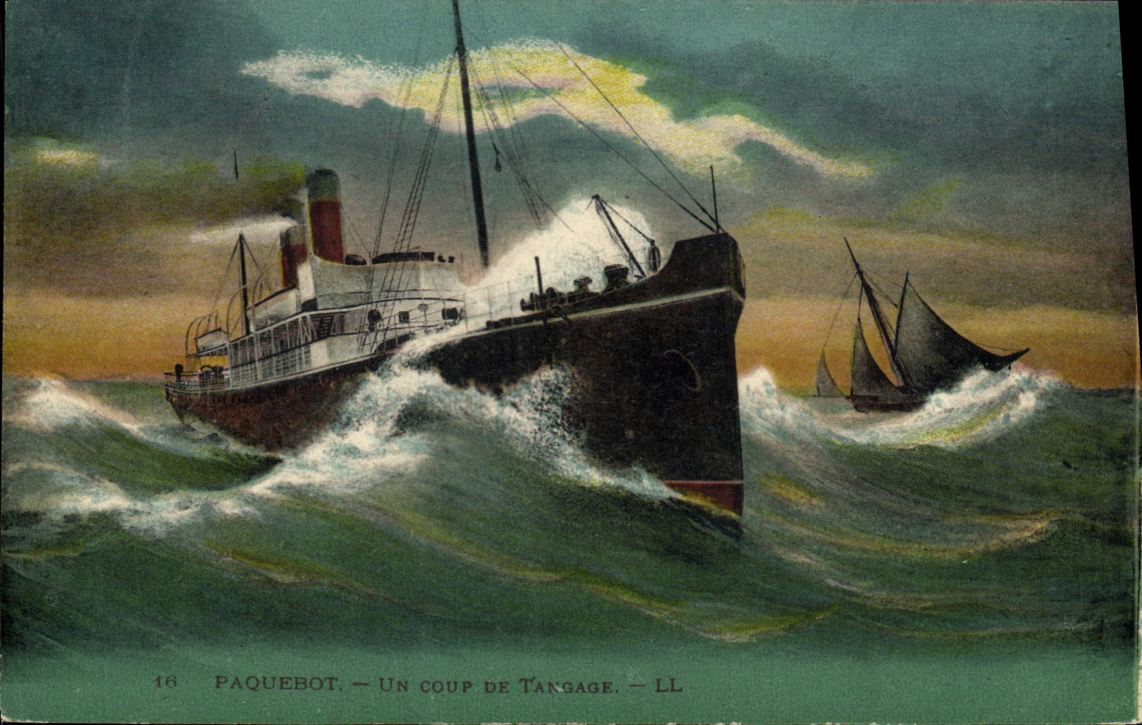 CPA Bateau Paquebot Un coup de tangage