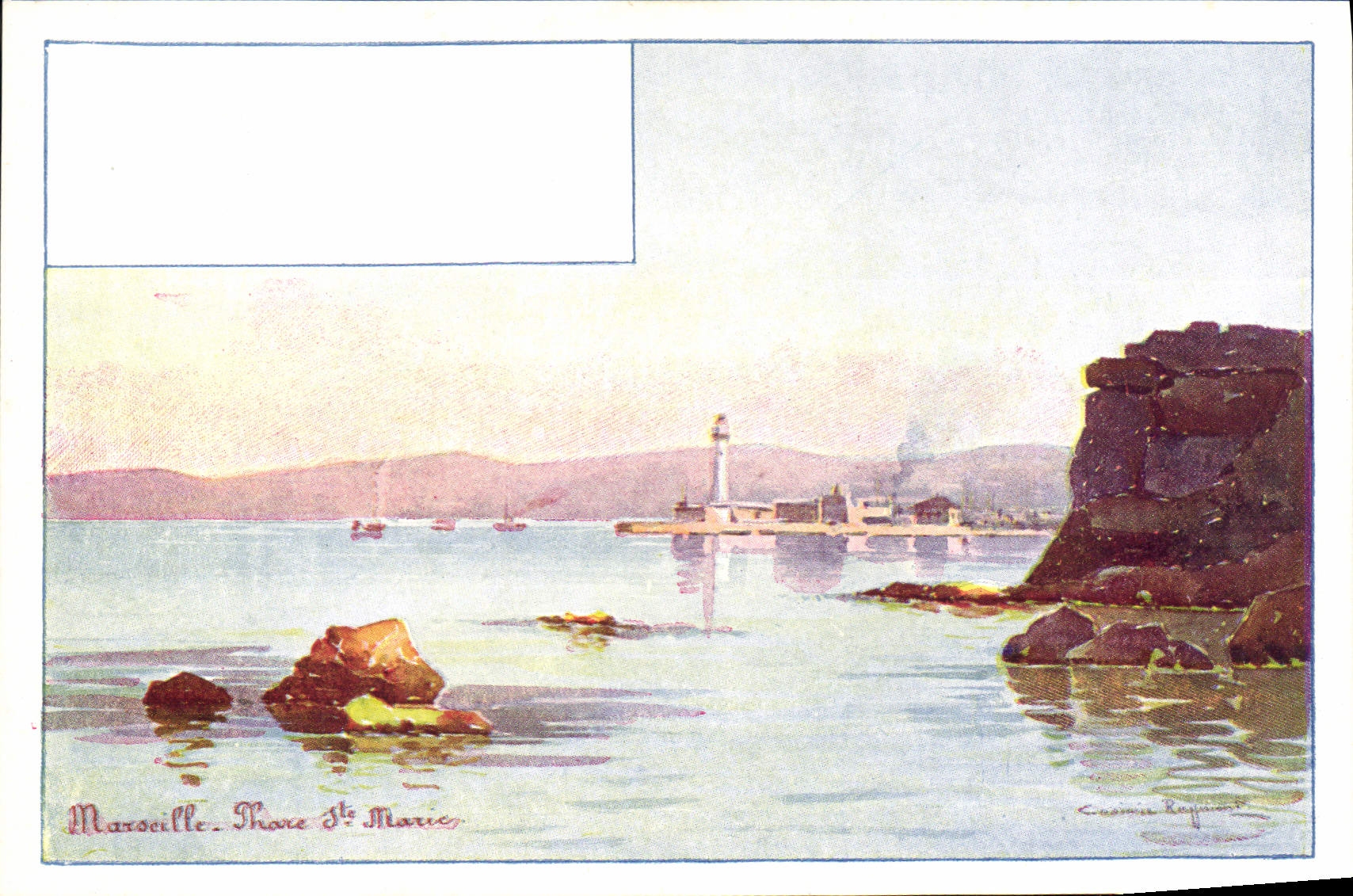 VINTAGE POSTCARD Fantasy Illustrator Casimir Raymond Marseilles Lighthouse co. Marie