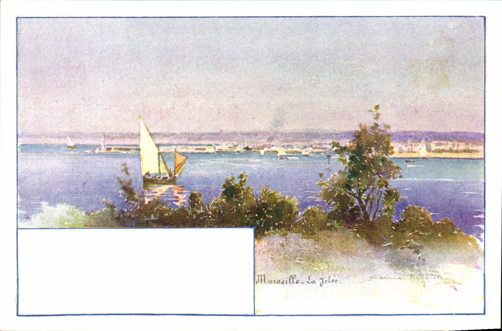 VINTAGE POSTCARD Fantasy Illustrator Casimir Raymond Marseilles the pier