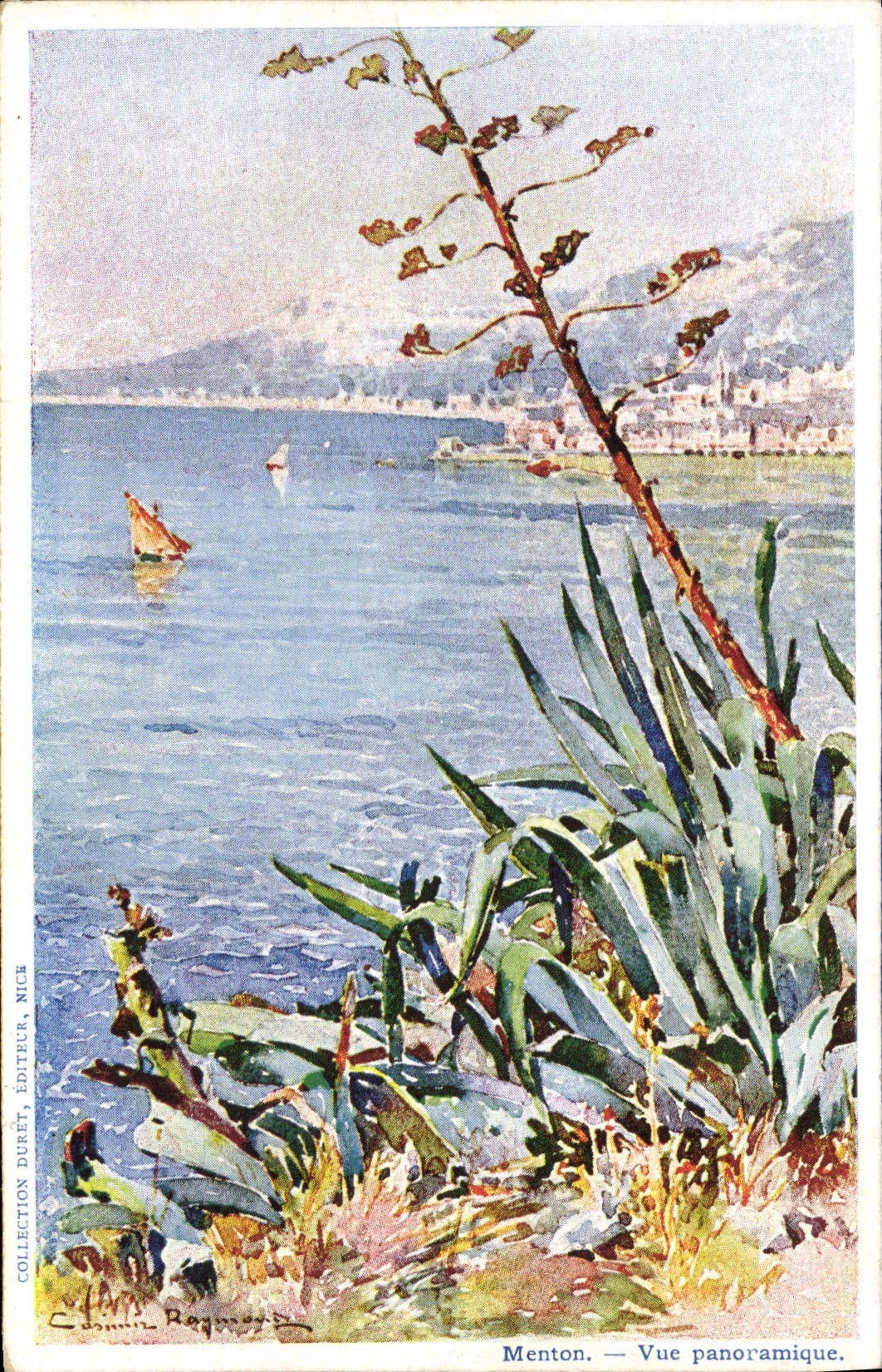 CPA Fantaisie Illustrateur Menton Vue panoramique Casimir Raymond
