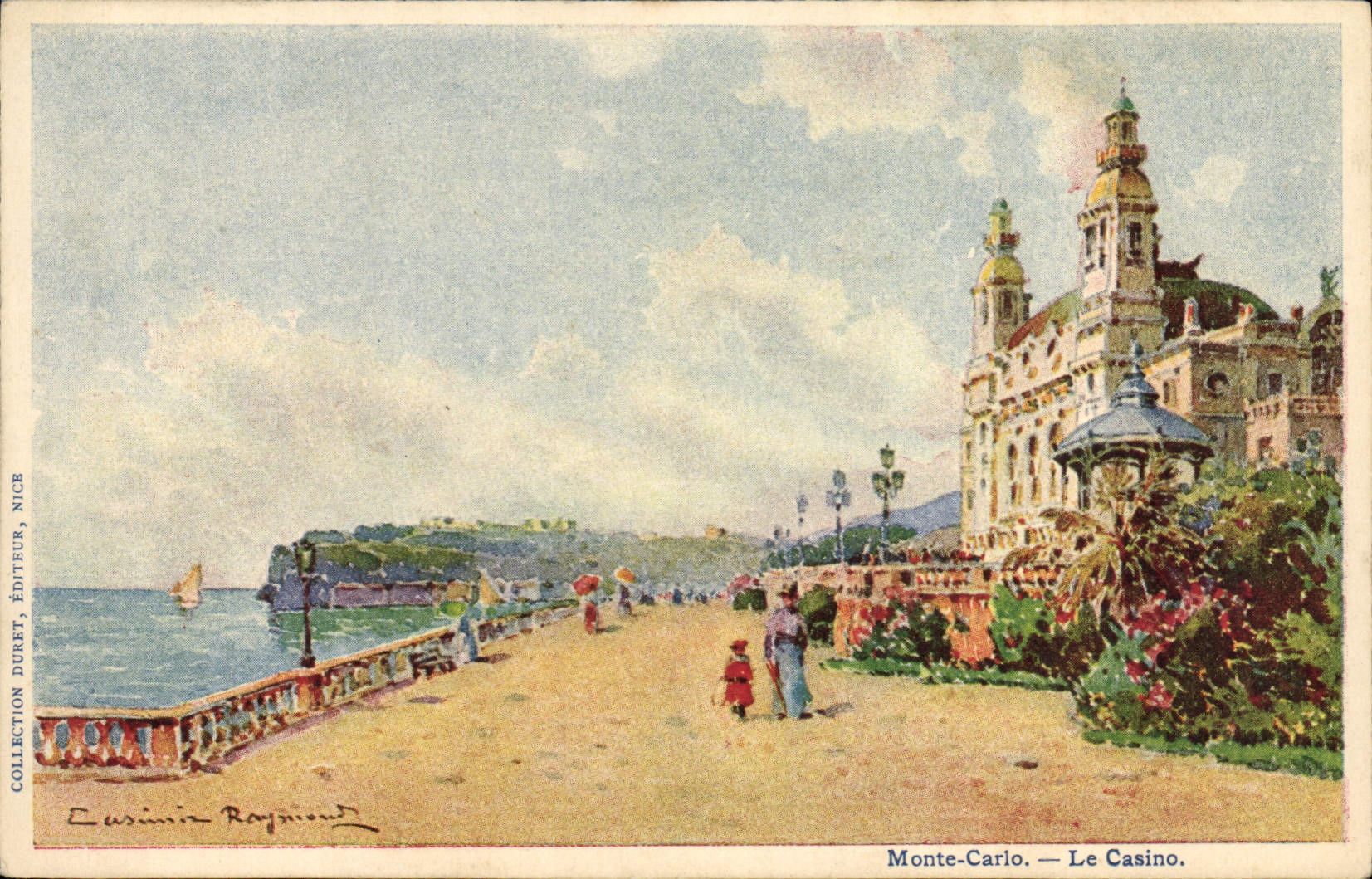VINTAGE POSTCARD Fantasy Illustrator Casimir Raymond Monte Carlo the Monaco casino