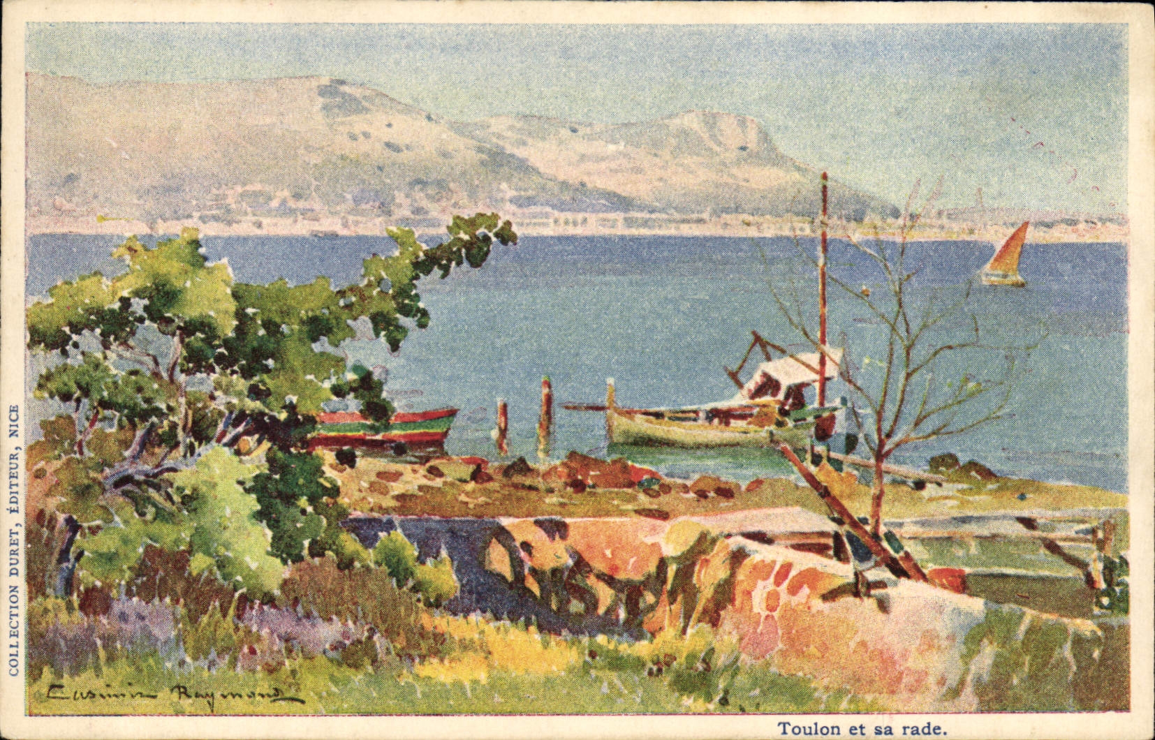 CPA Fantaisie Illustrateur Casimir Raymond Toulon et sa rade
