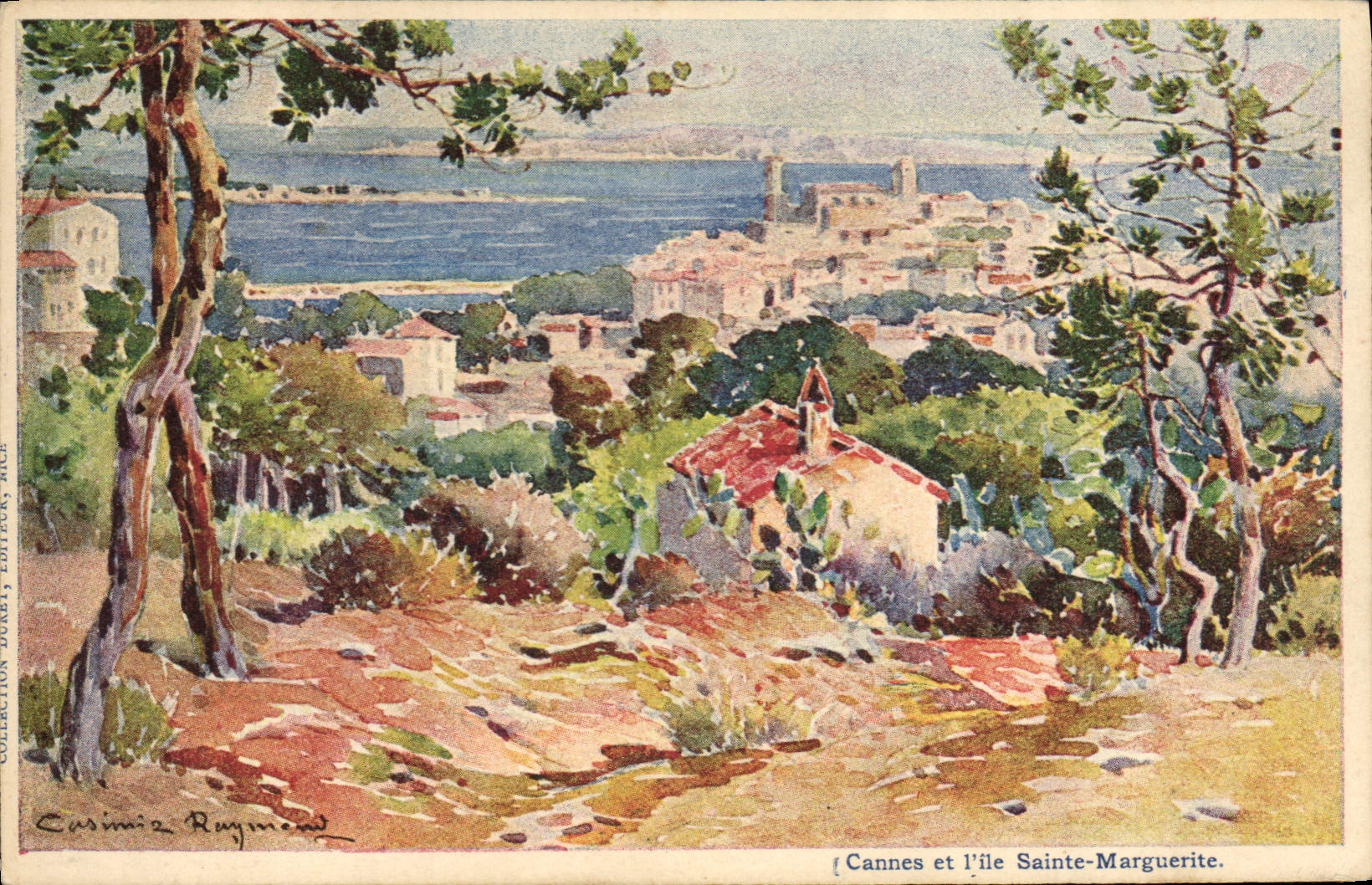 CPA Fantaisie Illustrateur Casimir Raymond Cannes et l'ile Sainte Marguerite