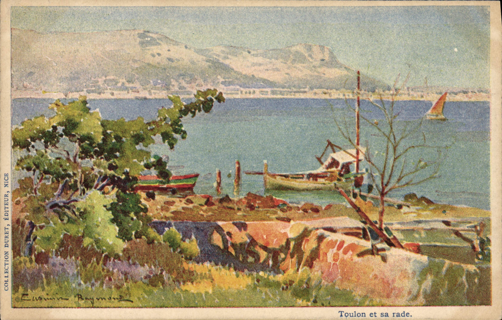 CPA Fantaisie Illustrateur Casimir Raymond Toulon et sa rade