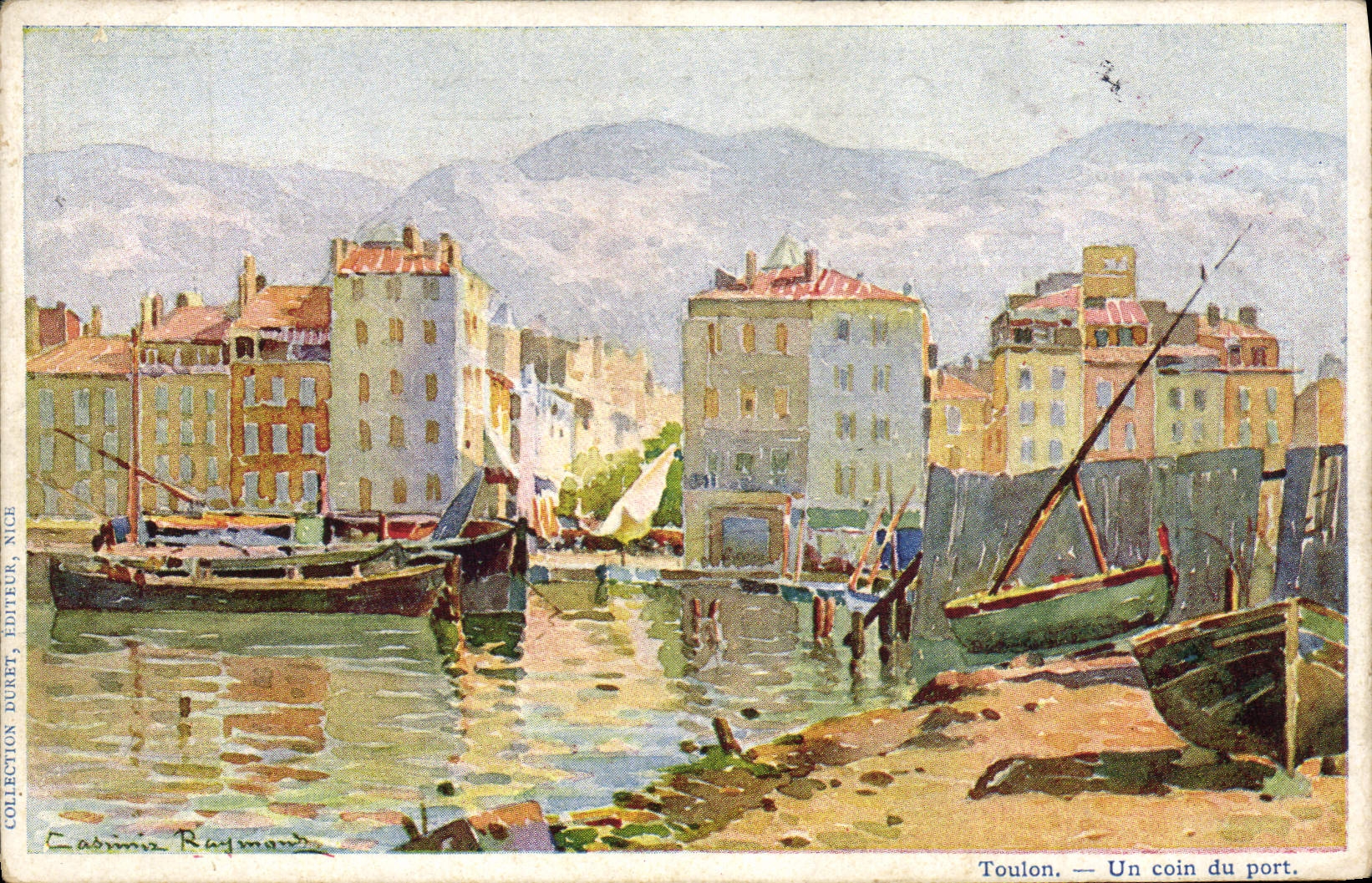 CPA Fantaisie Illustrateur Casimir Raymond Toulon Un coin du port Bateaux