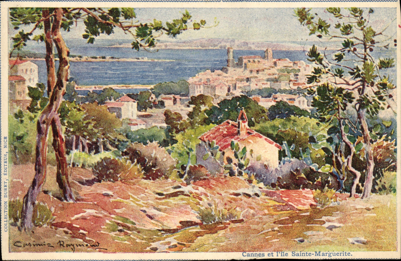 CPA Fantaisie Illustrateur Casimir Raymond Cannes et l'Ile Sainte Marguerite