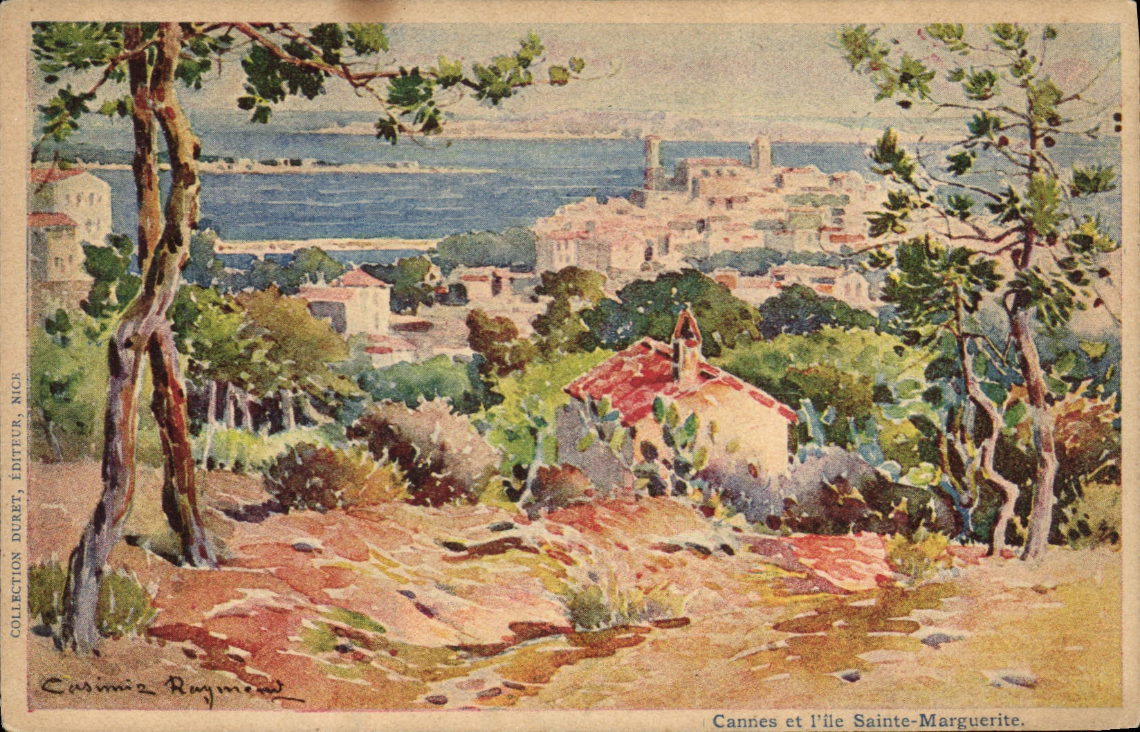 VINTAGE POSTCARD Fantasy Illustrator Casimir Raymond Cannes and the island Marguerite