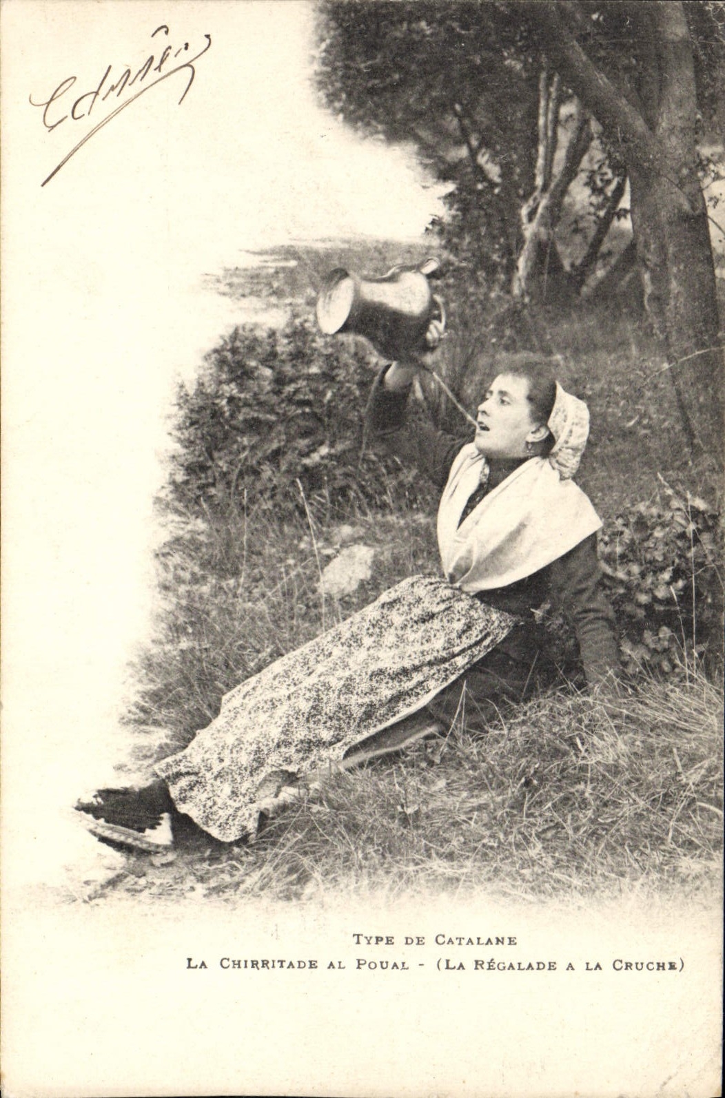 CPA Folklore Type de Catalane La Chirritade al Poual La regalade a la cruche 