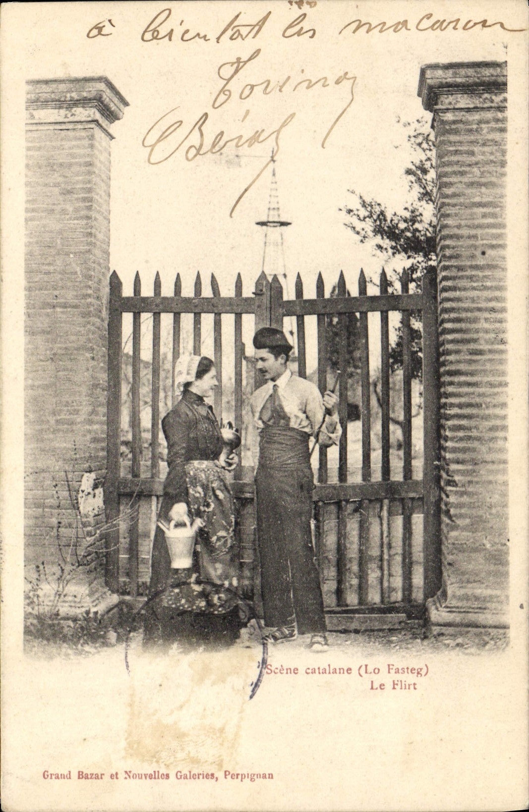 CPA Folklore Scene catalane Le flirt 