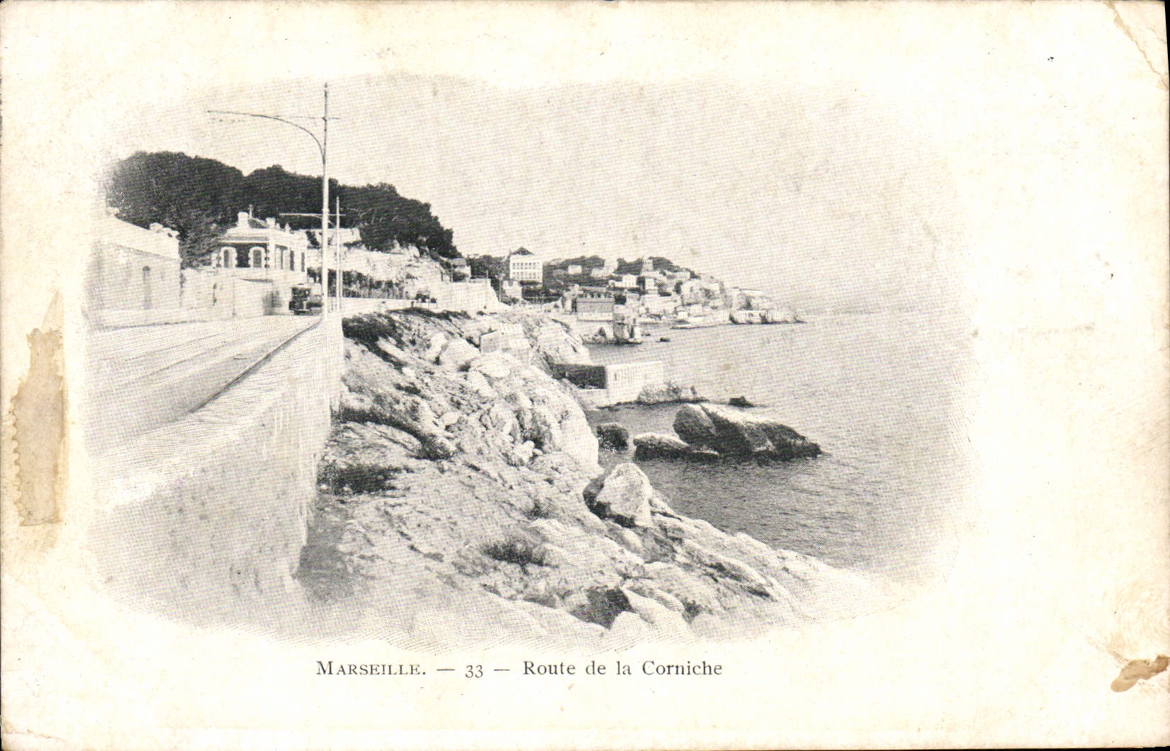 Camino de Marsella de la POSTAL de la VENDIMIA de la cornisa