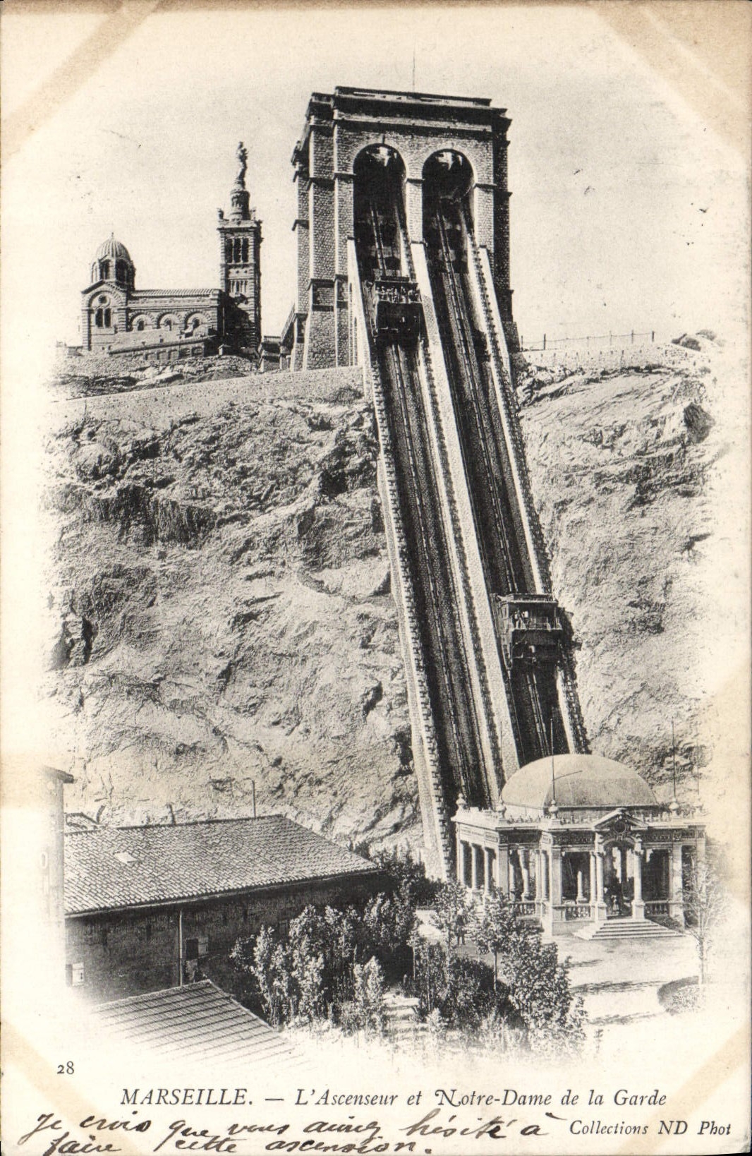 CPA Marseille L'Ascenseur Et Notre Dame De la Garde
