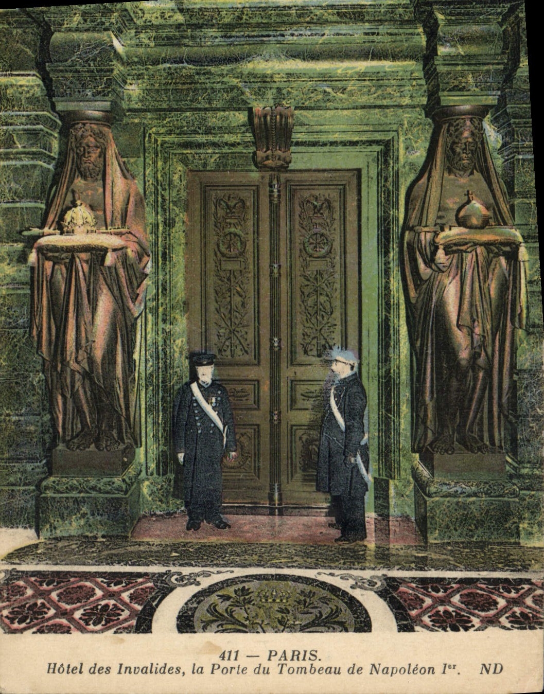 Hotel de Militaria París de la POSTAL de la VENDIMIA del Invalids la puerta de la tumba de Napoleon 1r