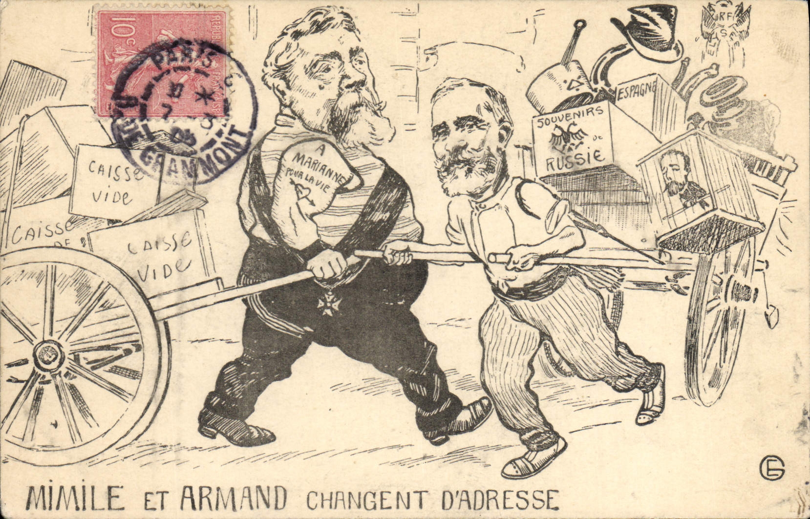 VINTAGE POSTCARD Militaria Mimile and Armand change address