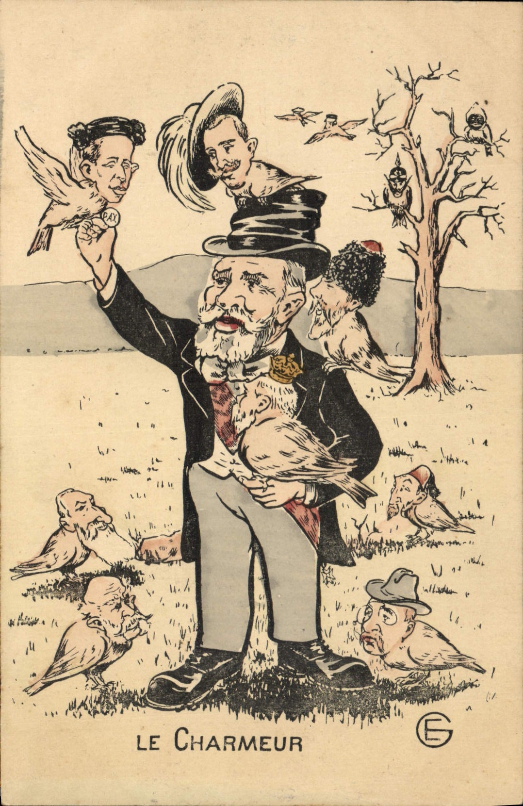 CPA Le charmeur oiseaux