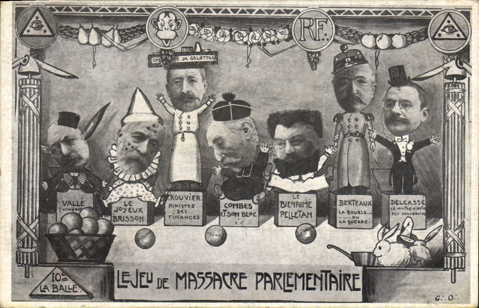 CPA Le jeu de massacre parlementaire Brisson Vallee Rouvier Combes Pelletan Berteaux Delcasse Lapin