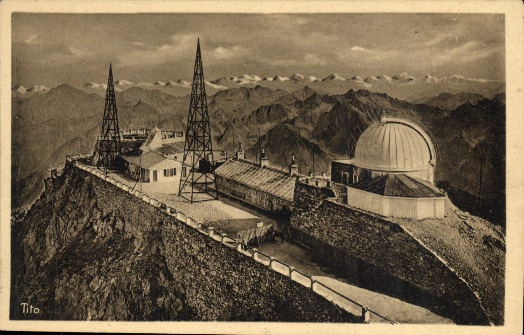 VINTAGE POSTCARD the Pyrenees the Observatory of the Peak of the South