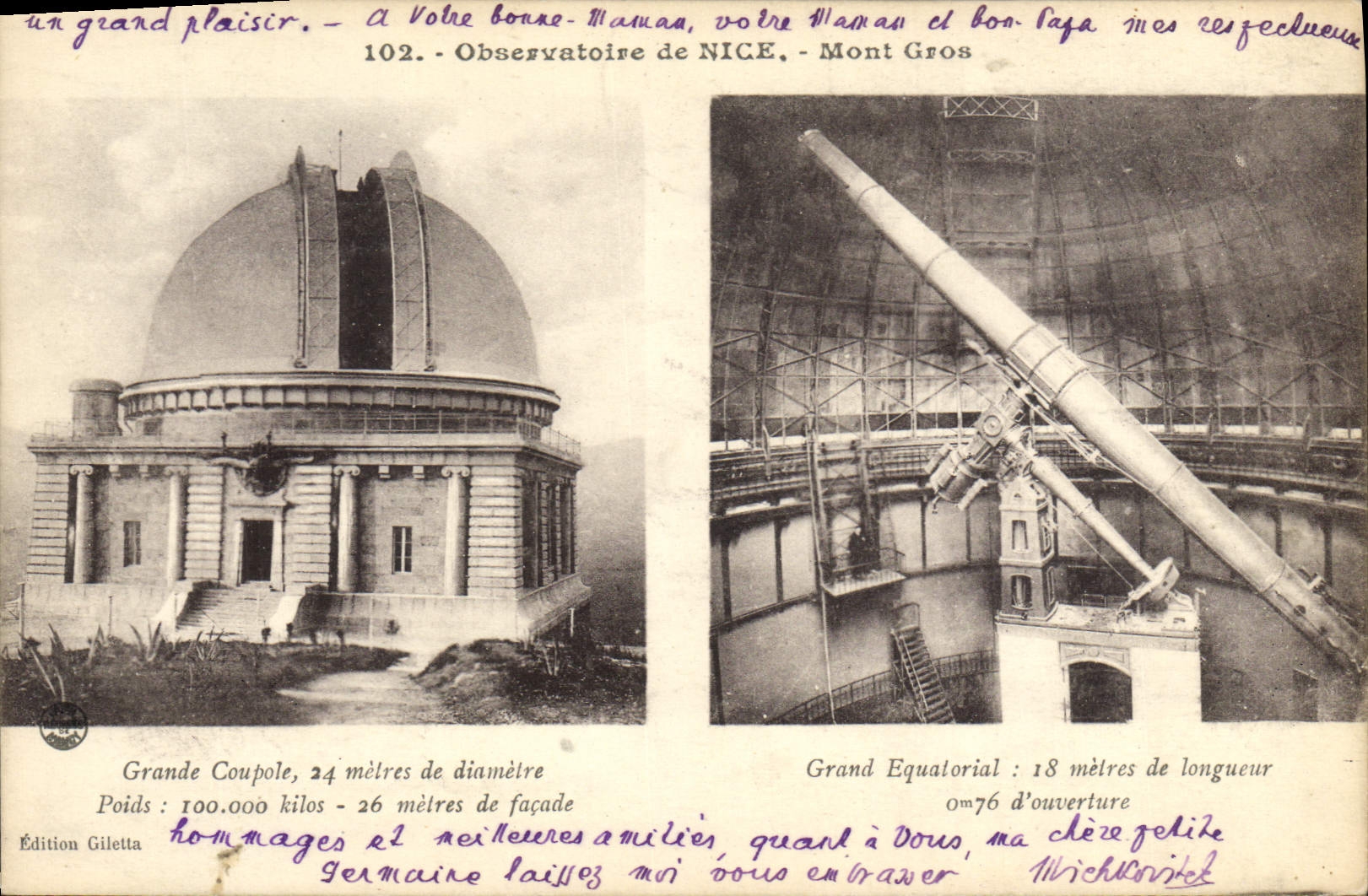 CPA Observatoire de Nice Mont Gros Grande Coupole Grand Equatorial