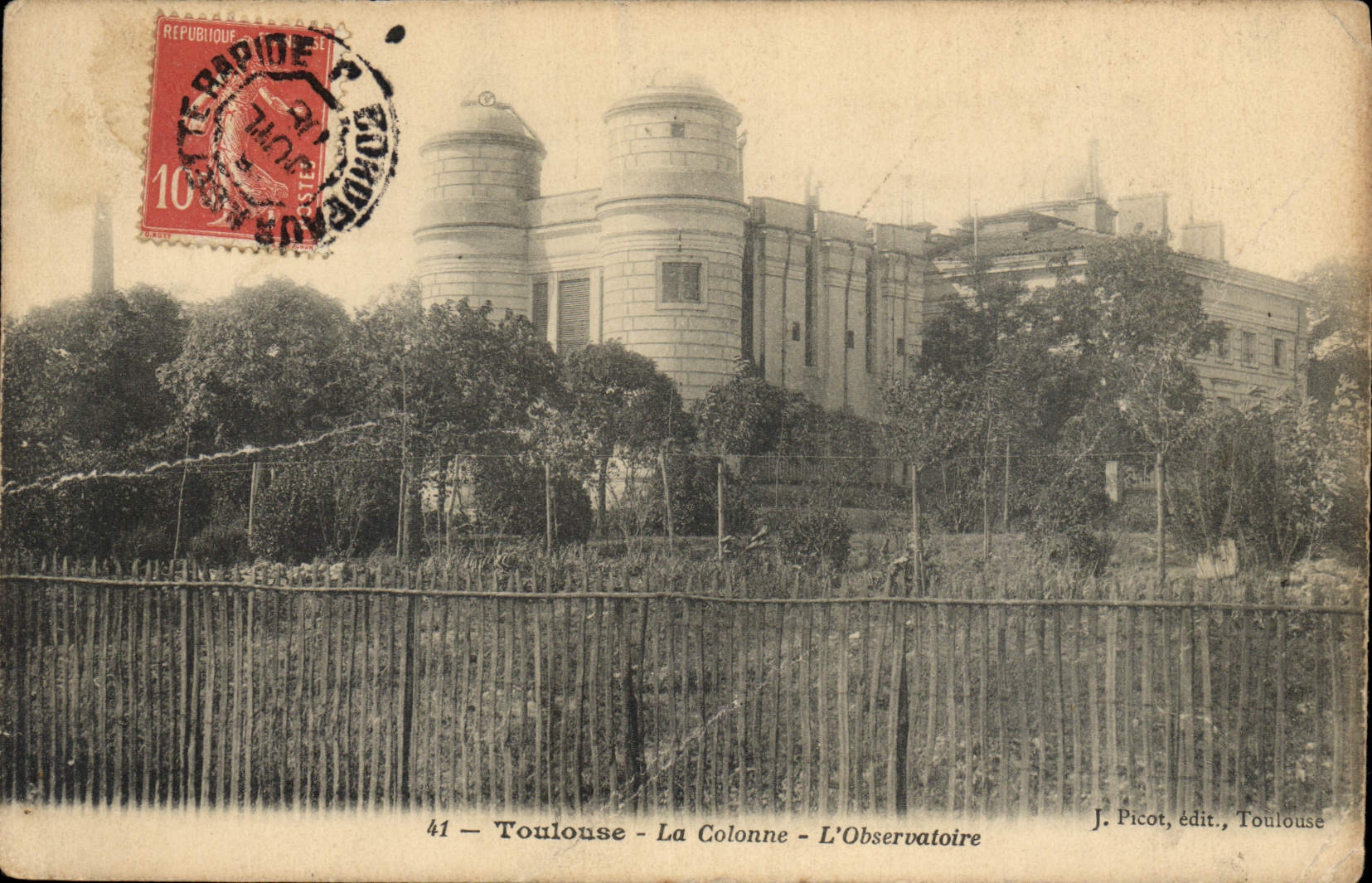 VINTAGE POSTCARD Toulouse the column the Observatory