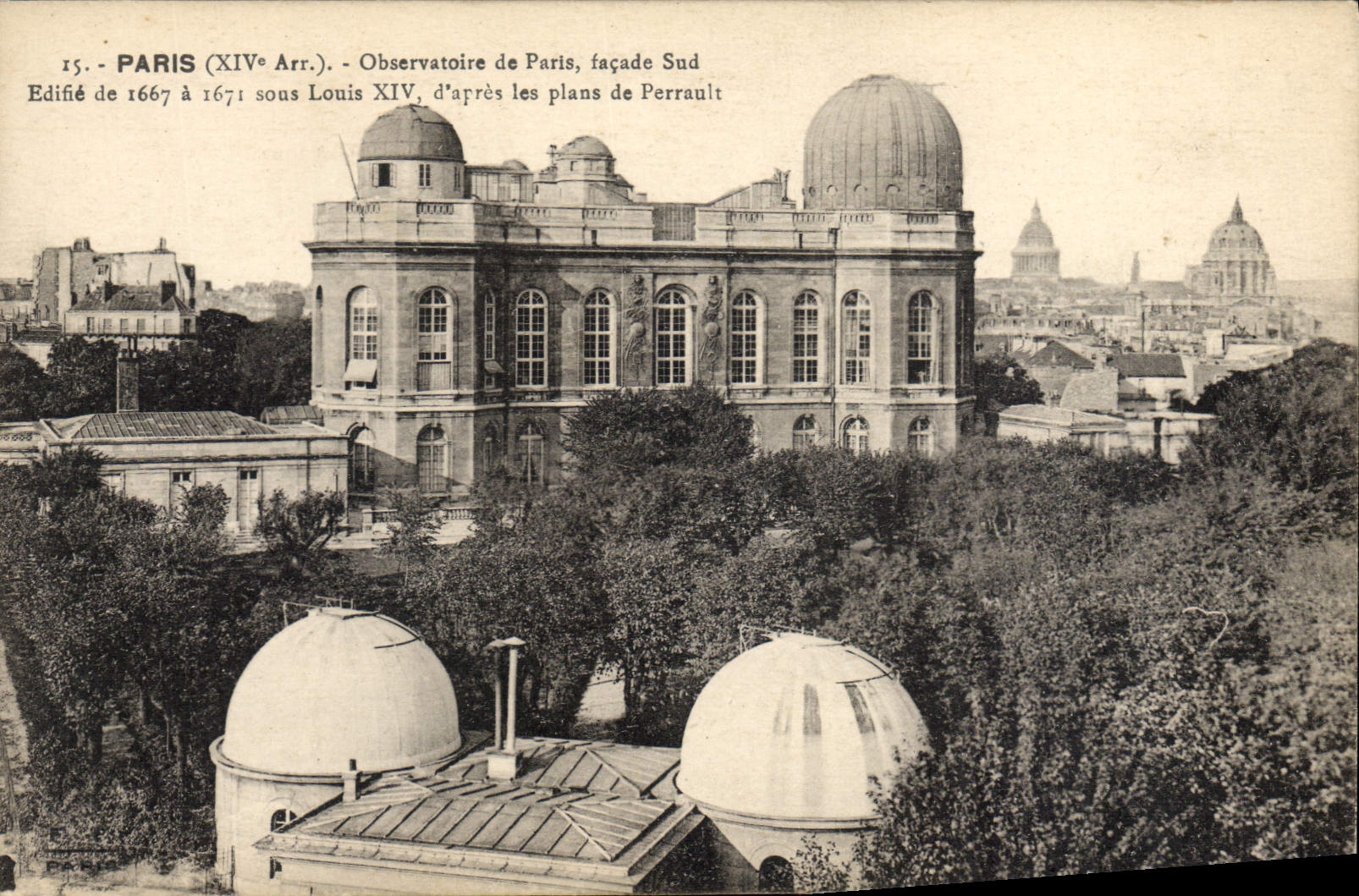 VINTAGE POSTCARD Paris Observatory of Paris Southern Frontage