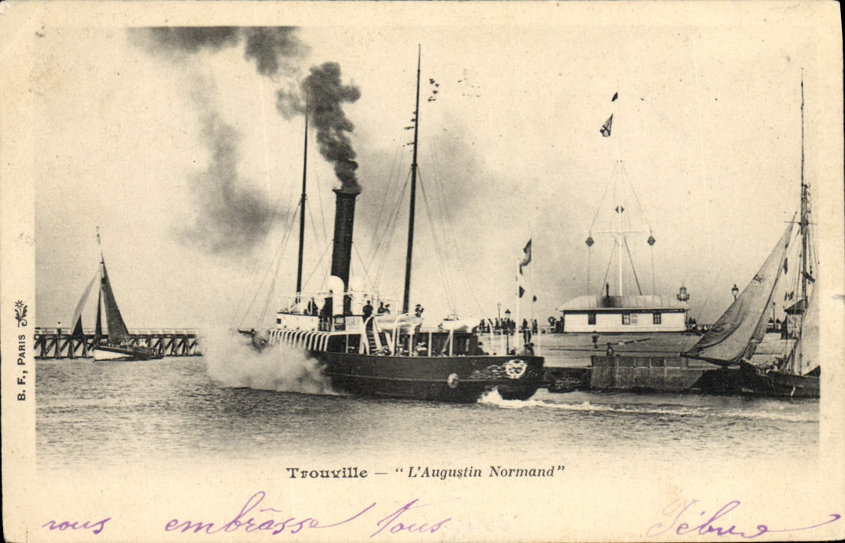 VINTAGE POSTCARD Trouville Boat the Augustin Normand