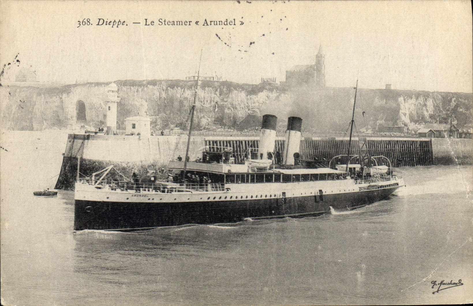 VINTAGE POSTCARD Dieppe Boat the steamer Arundel