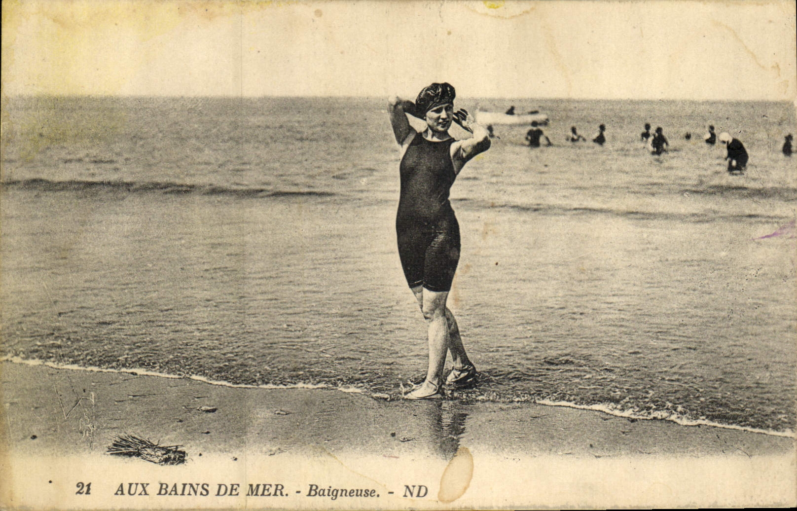 VINTAGE POSTCARD Folklore Bathing suit Woman