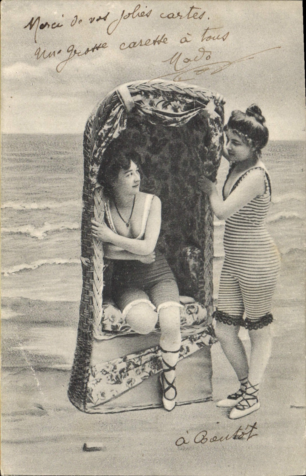 VINTAGE POSTCARD Folklore Bathing suit Women