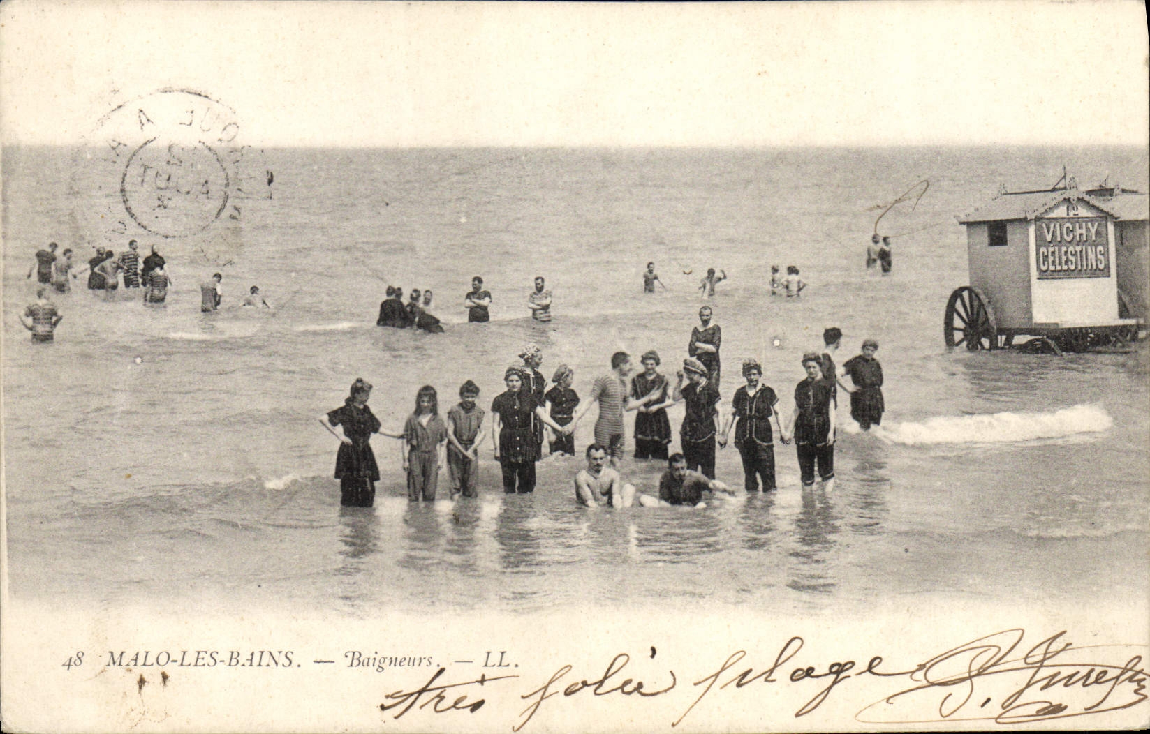 VINTAGE POSTCARD Folklore Bathing suit Malo Woman les Bains Bathers