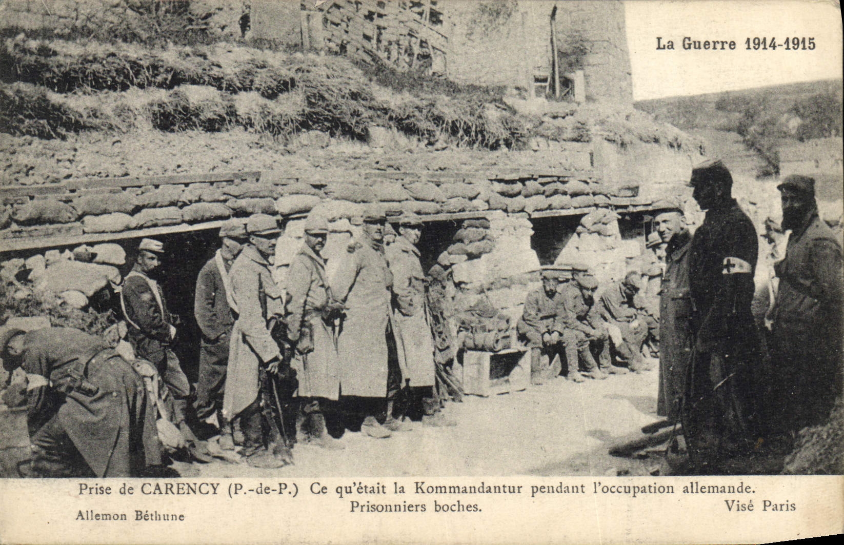 VINTAGE POSTCARD Militaria Taken of Carency Kommandantur Red Cross