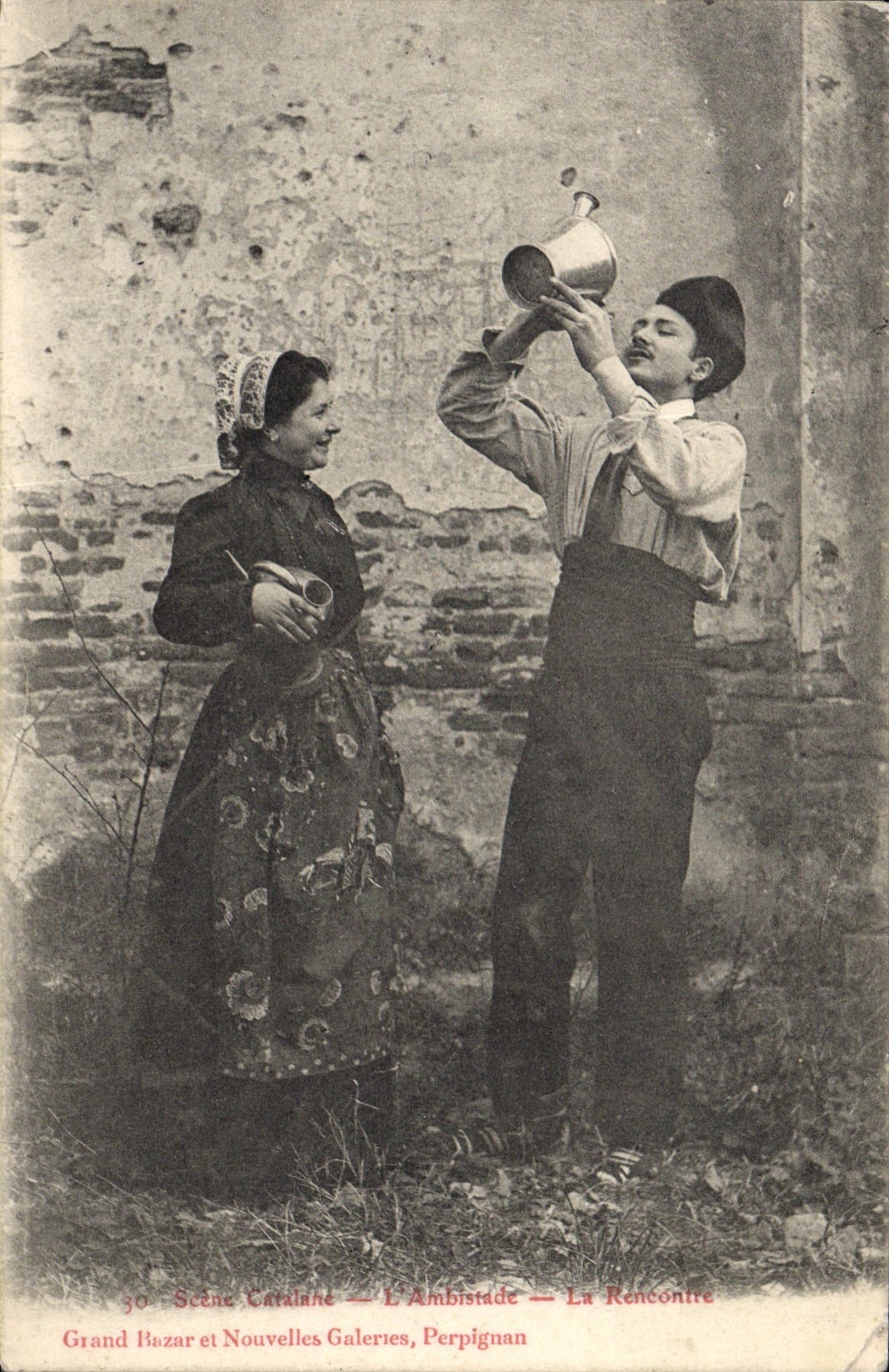 CPA Folklore Scene Catalane L'ambistade La rencontre