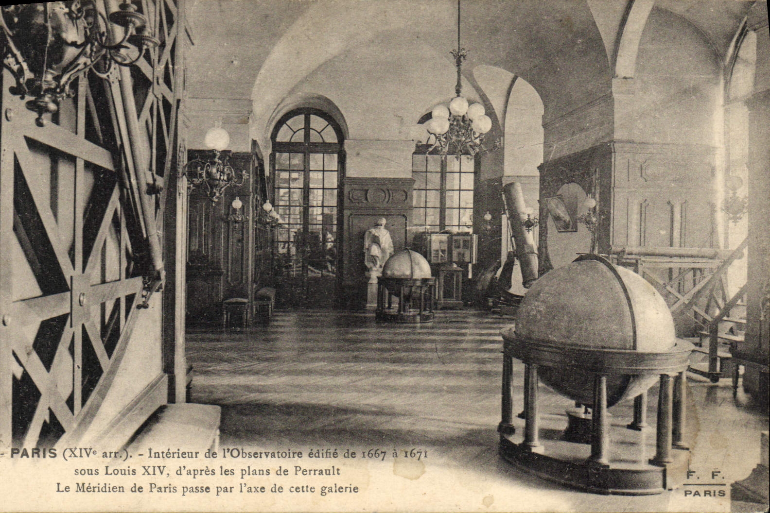 Astronomía interior de París de la POSTAL de la VENDIMIA del observatorio
