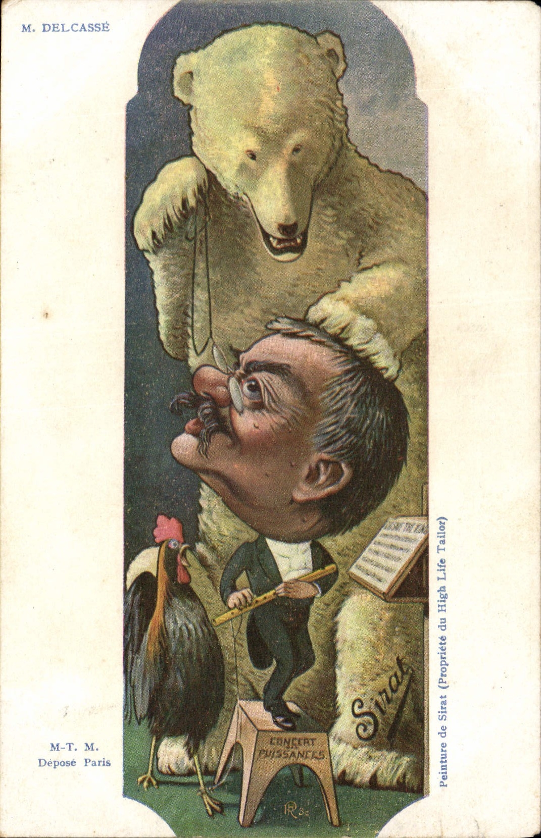 CPA Politique Satirique Delcasse Concer des puissance Ours Coq