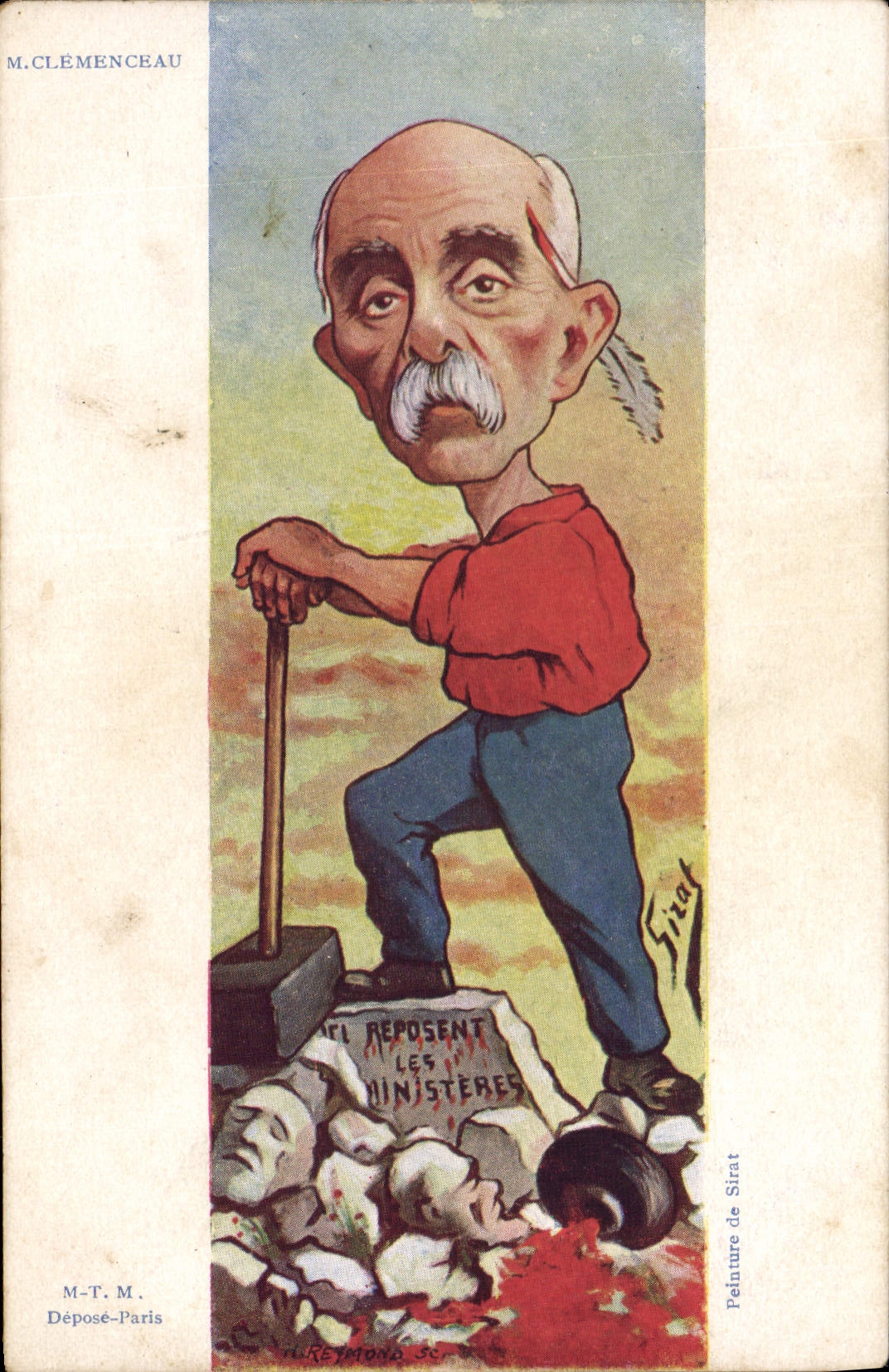 CPA Politique Satirique Clemenceau Ministeres