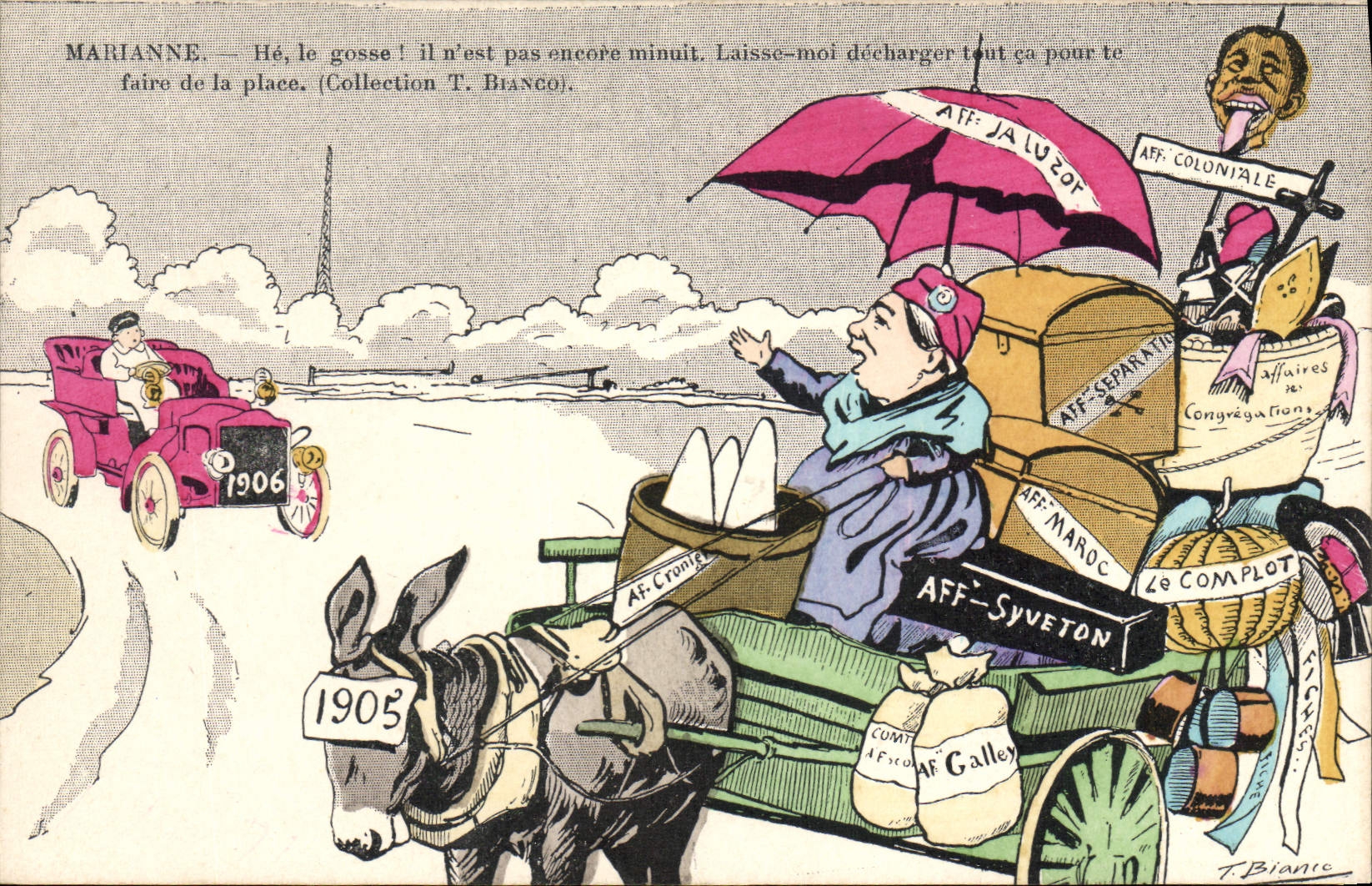 CPA Politique Satirique Marianne Automobile Ane Mule Jaluzot