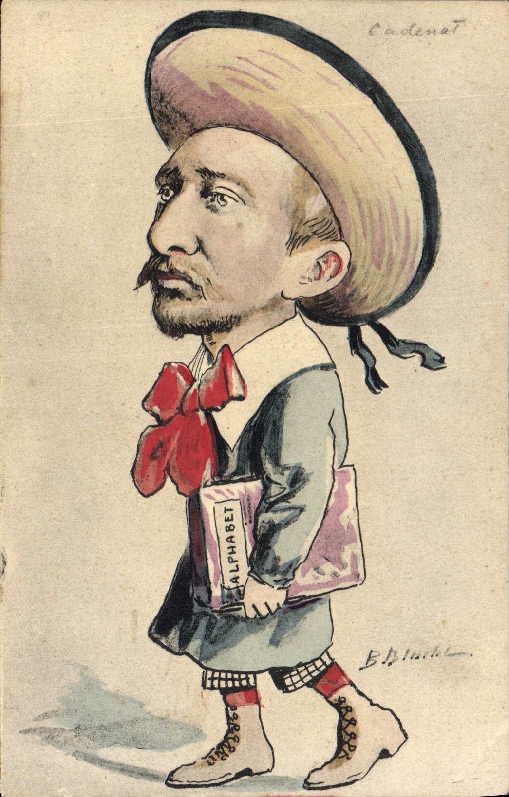 CPA Politique Satirique Cadenat Ecolier (dessin a la main)