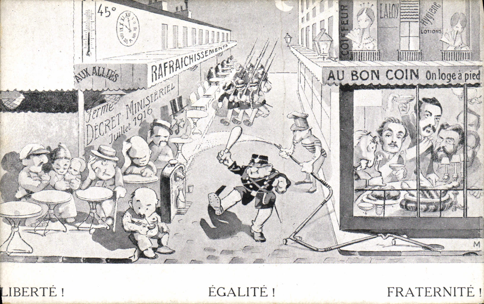 CPA Politique Satirique Liberte Egalite Fraternite Au Bon Coin Police Policier 