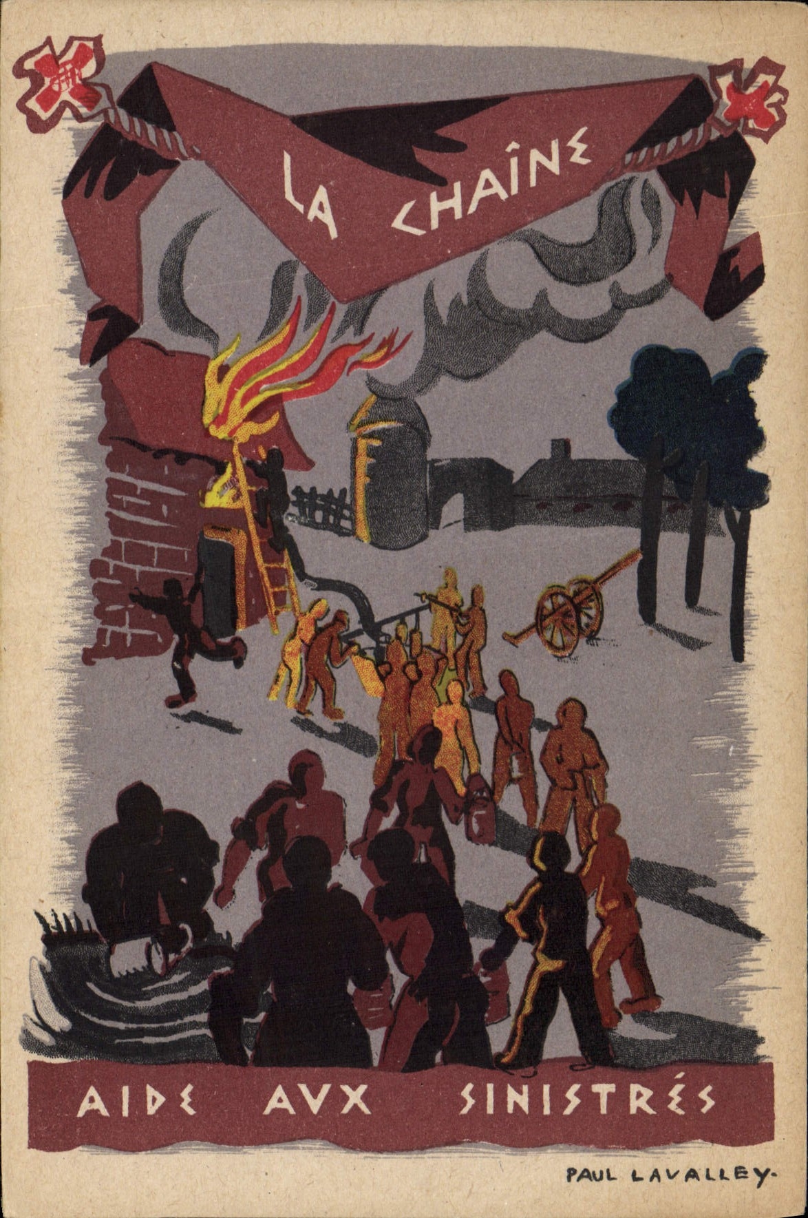 CPA Politique Satirique La chaine Aide aux sinistres