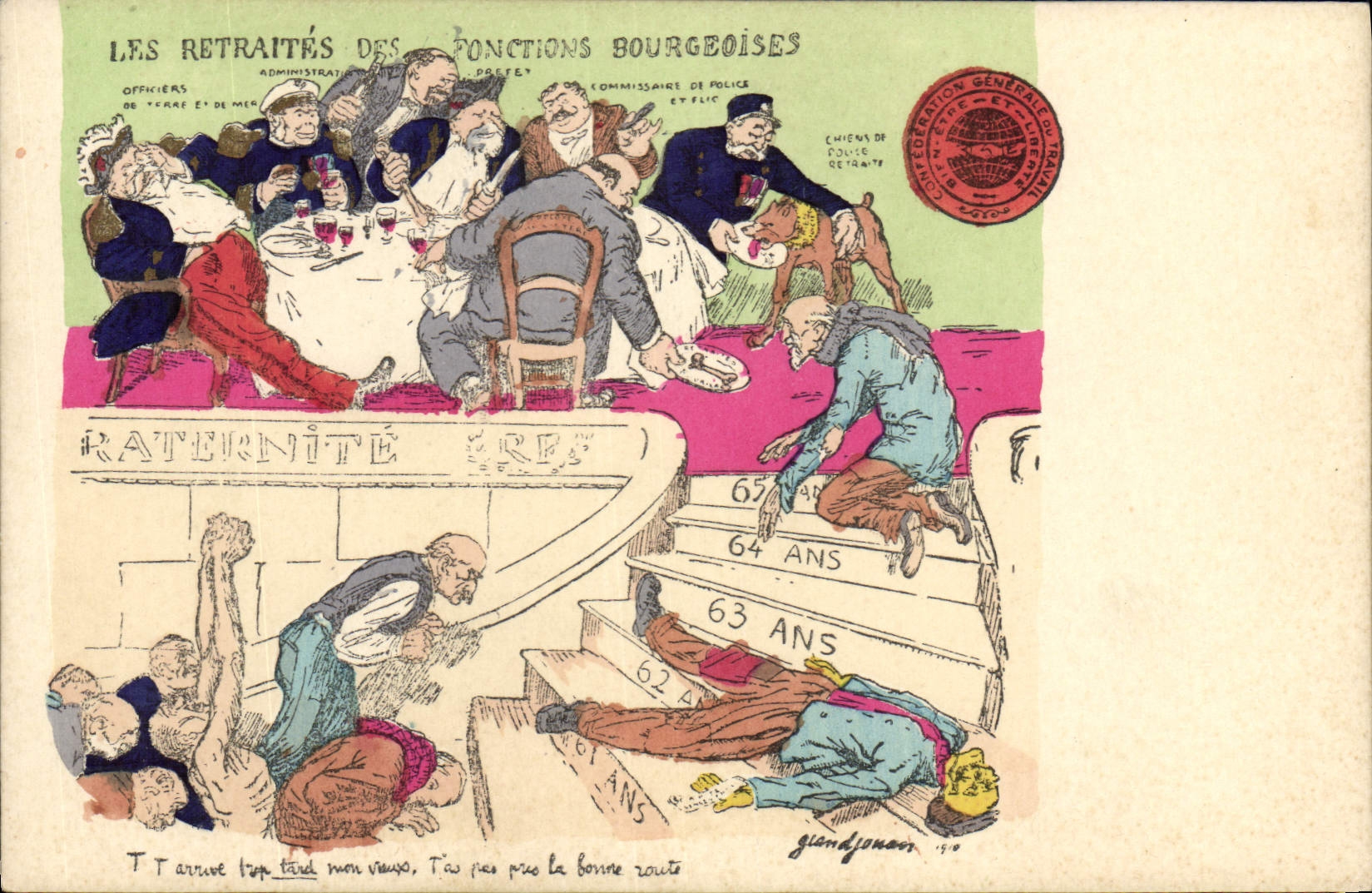 CPA Politique Satirique Les retraites des Fonctions Bourgeoises Chien 