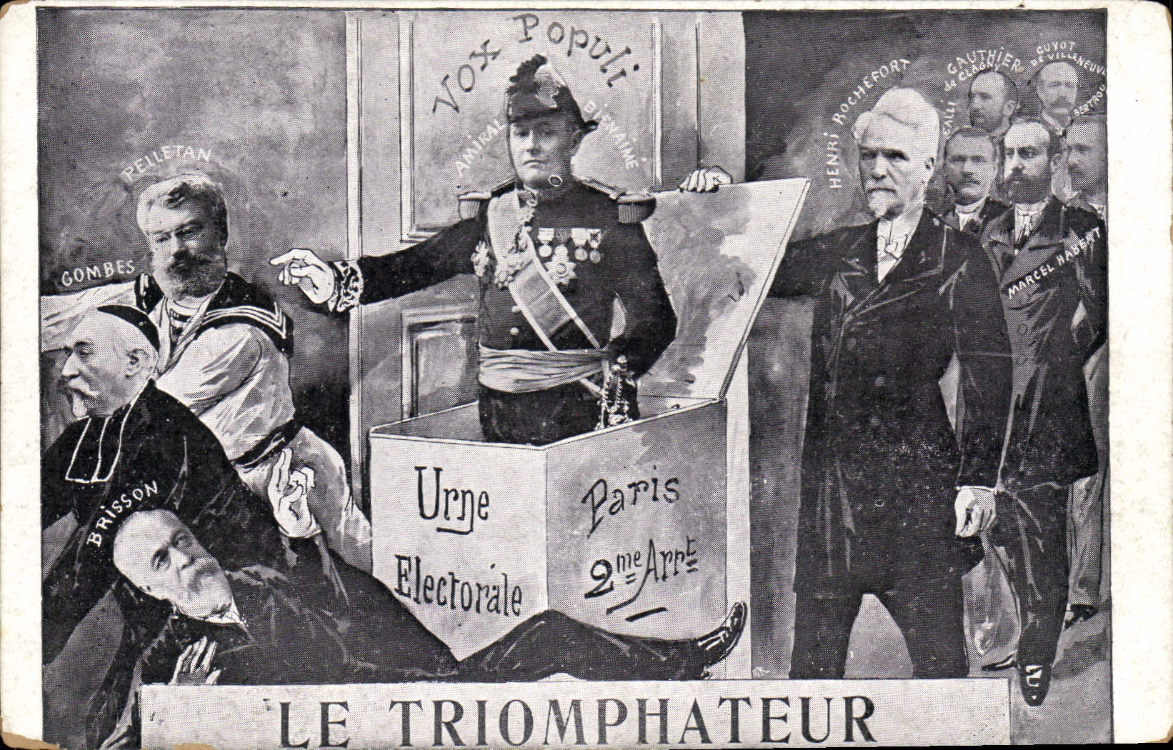 CPA Politique Satirique Le triomphateur Gombes Pelletan Brisson Rochefort