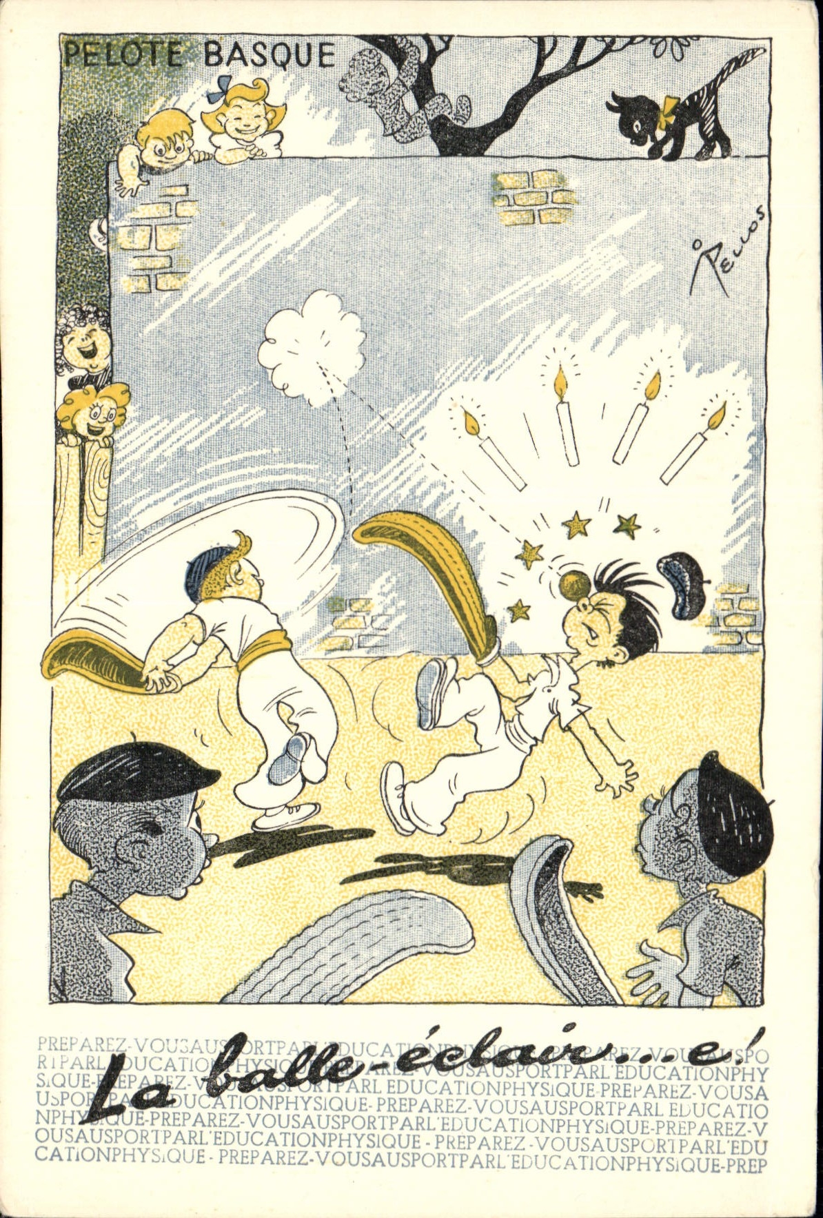 VINTAGE POSTCARD Basque Ball Children