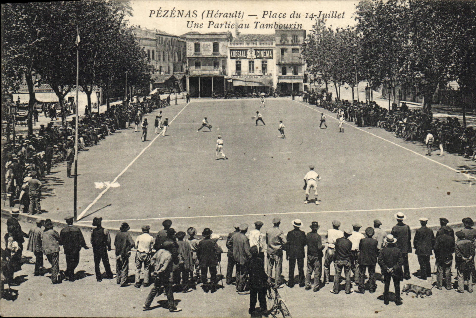 VINTAGE POSTCARD Pezenas Places of July 14th a part at tambourine TOP