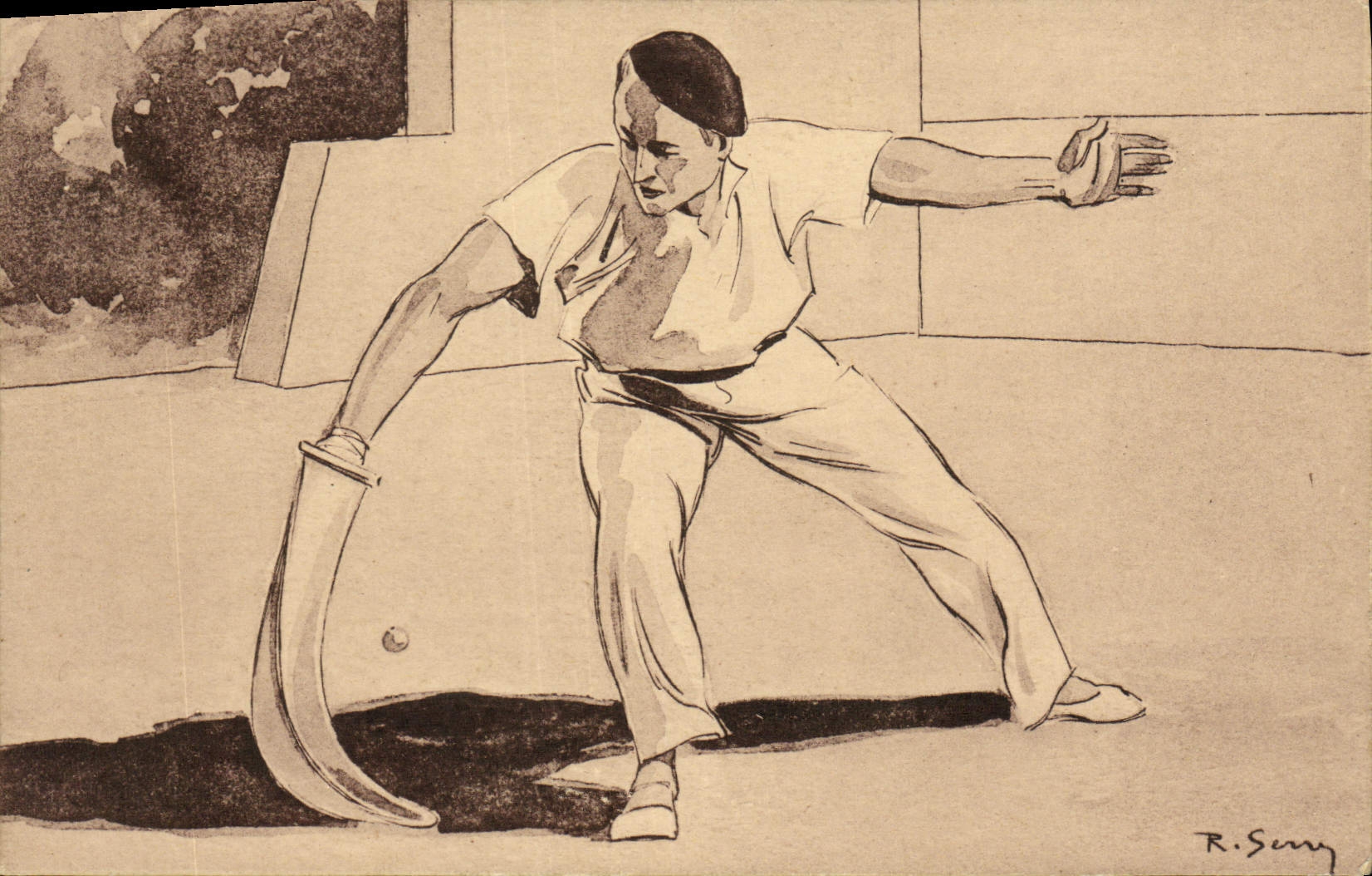 VINTAGE POSTCARD Ball Basque Player in Chistera