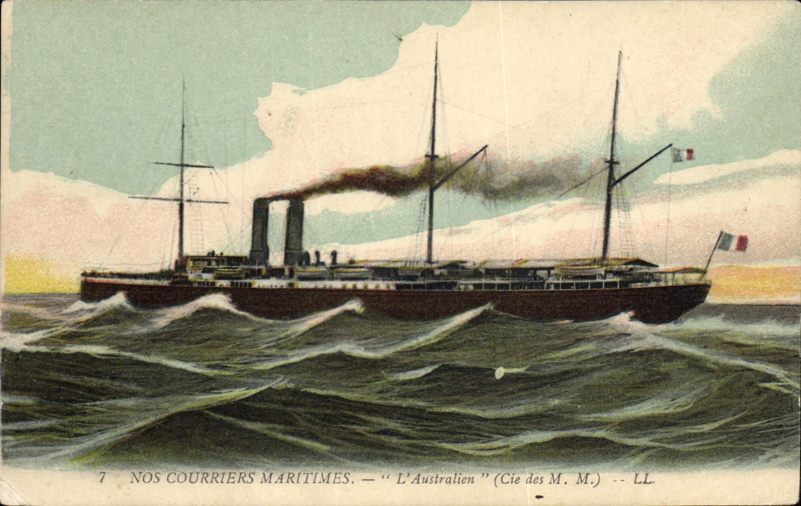 CPA Bateau Paquebot L'Asutralien Cie des MM 