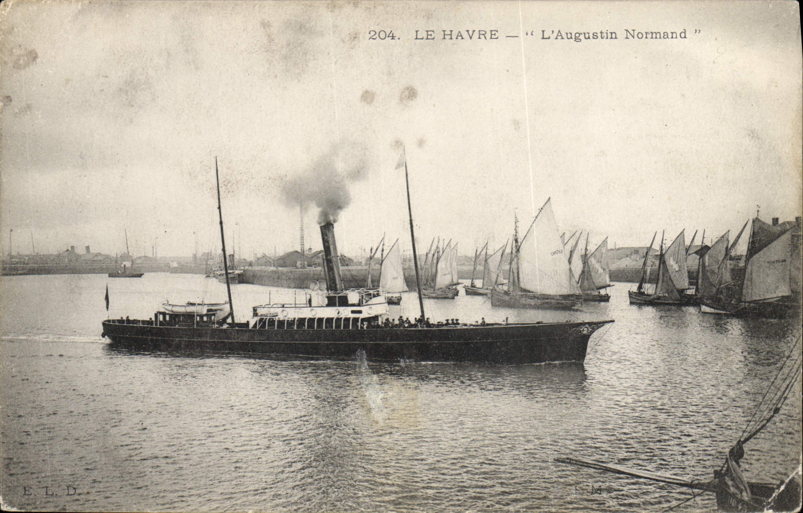 VINTAGE POSTCARD Boat Le Havre the Augustin Normand
