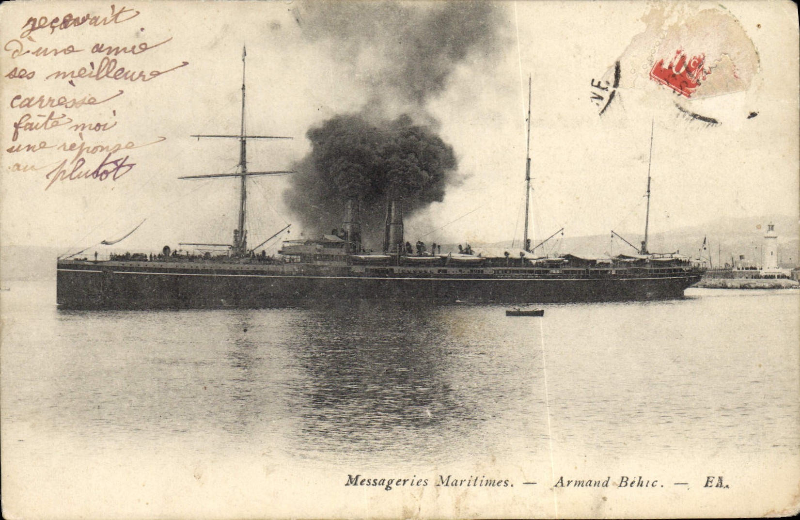 CPA Bateau Paquebot Messageries Maritimes Armand Behic 